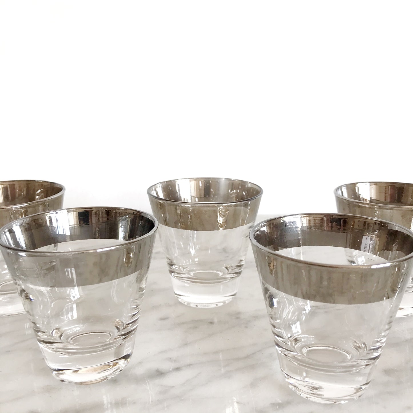 Set of 7 Vintage Silver Ombré Shot Glasses