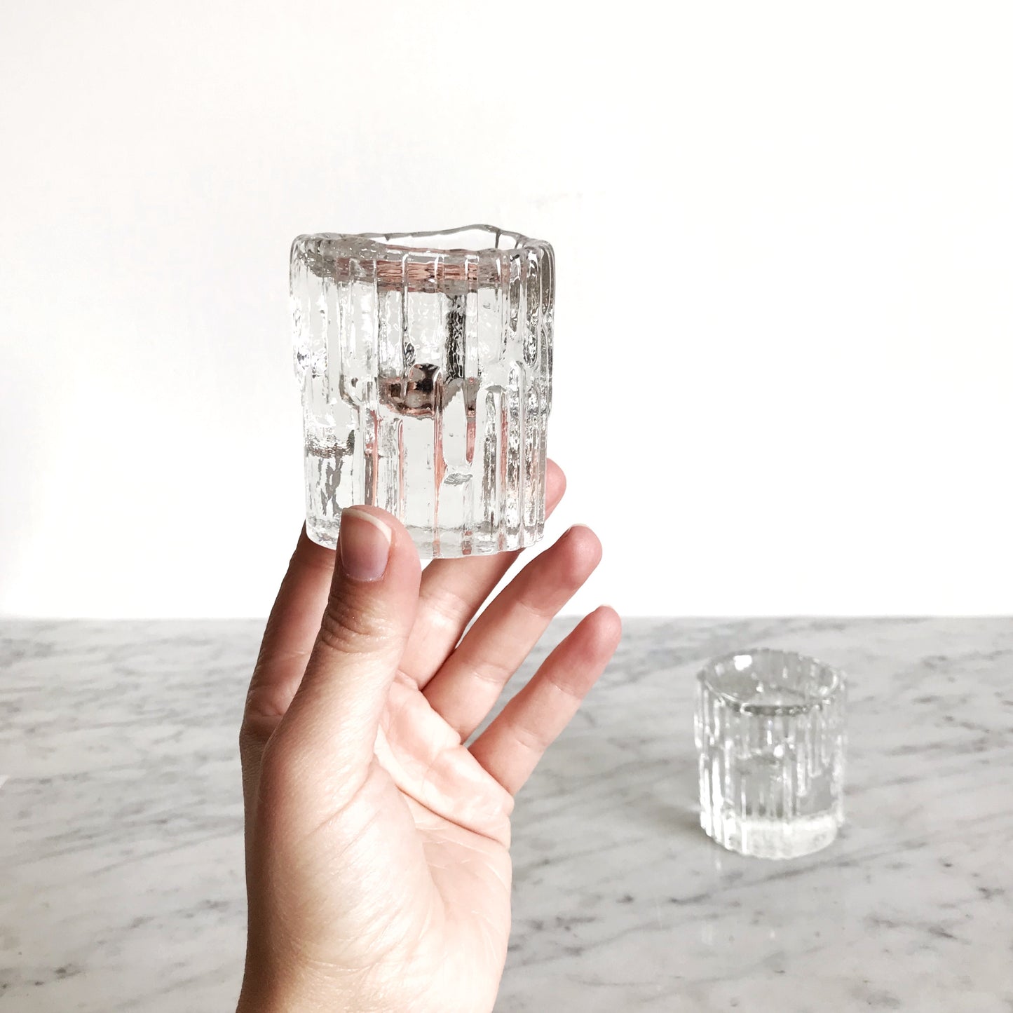 Pair of Glass Candle Holders, HUMPPILA Finland