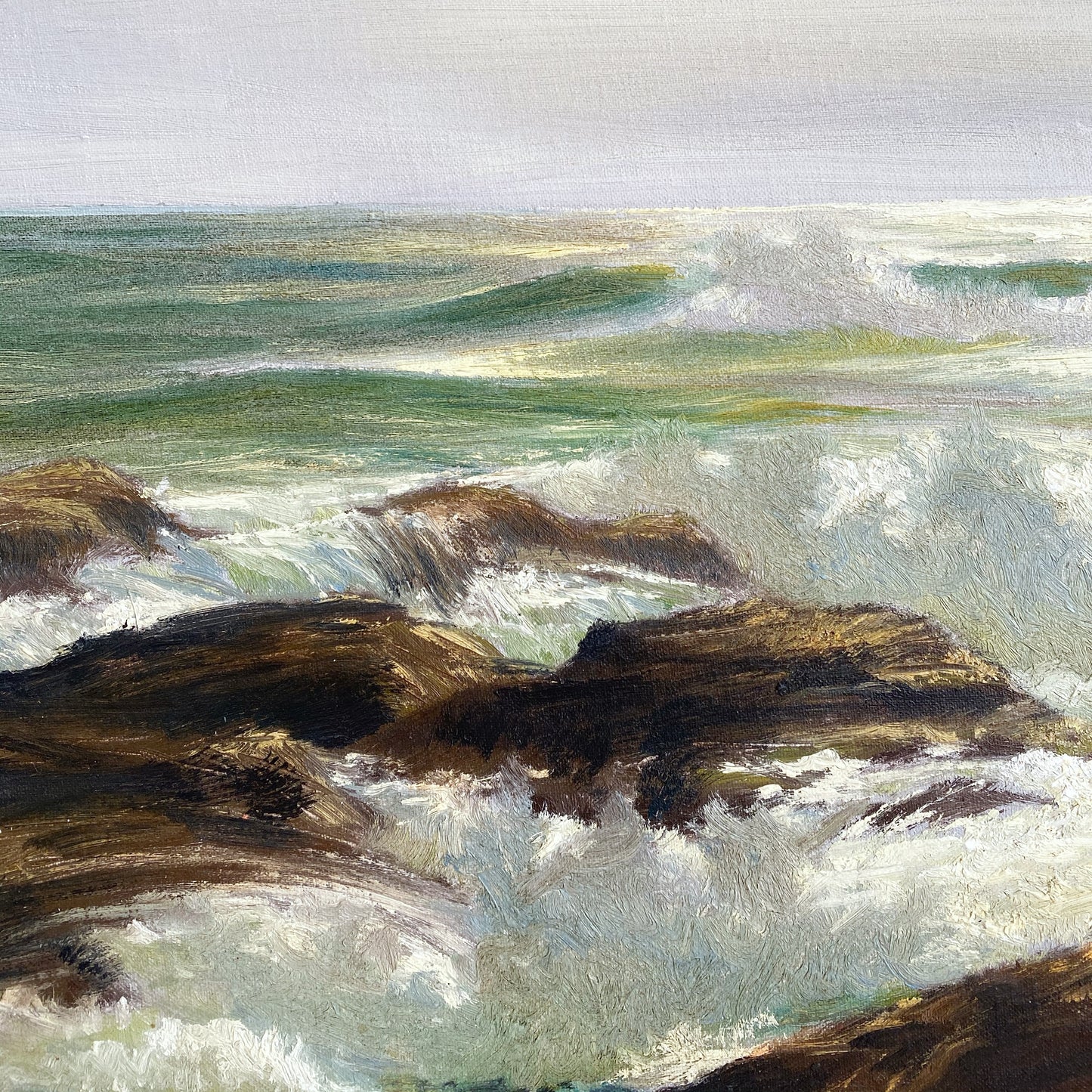 Large Original Seascape Painting by Ronald Davies (24 x 28)