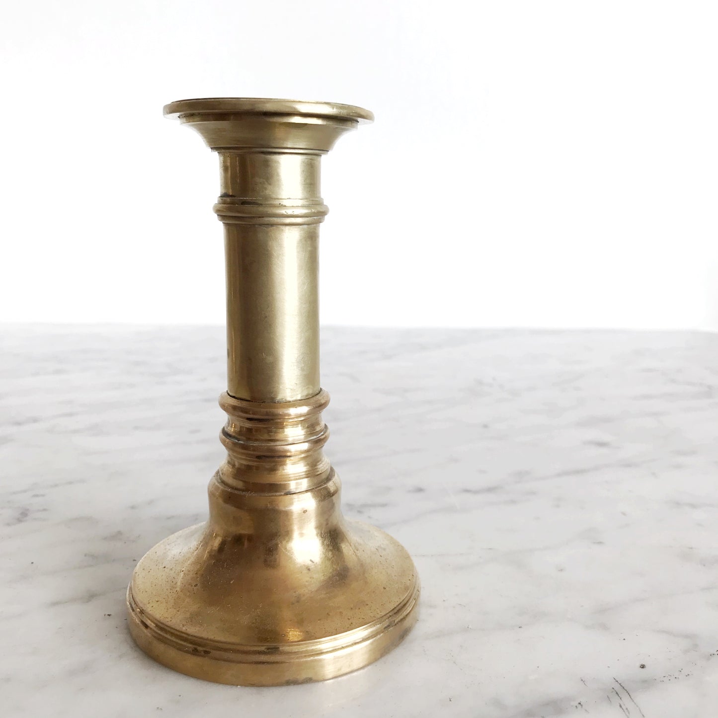 Vintage Ribbed Brass Candle Holder