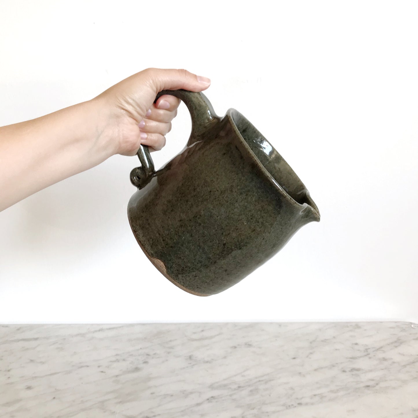 X-Large Green Studio Pottery Pitcher