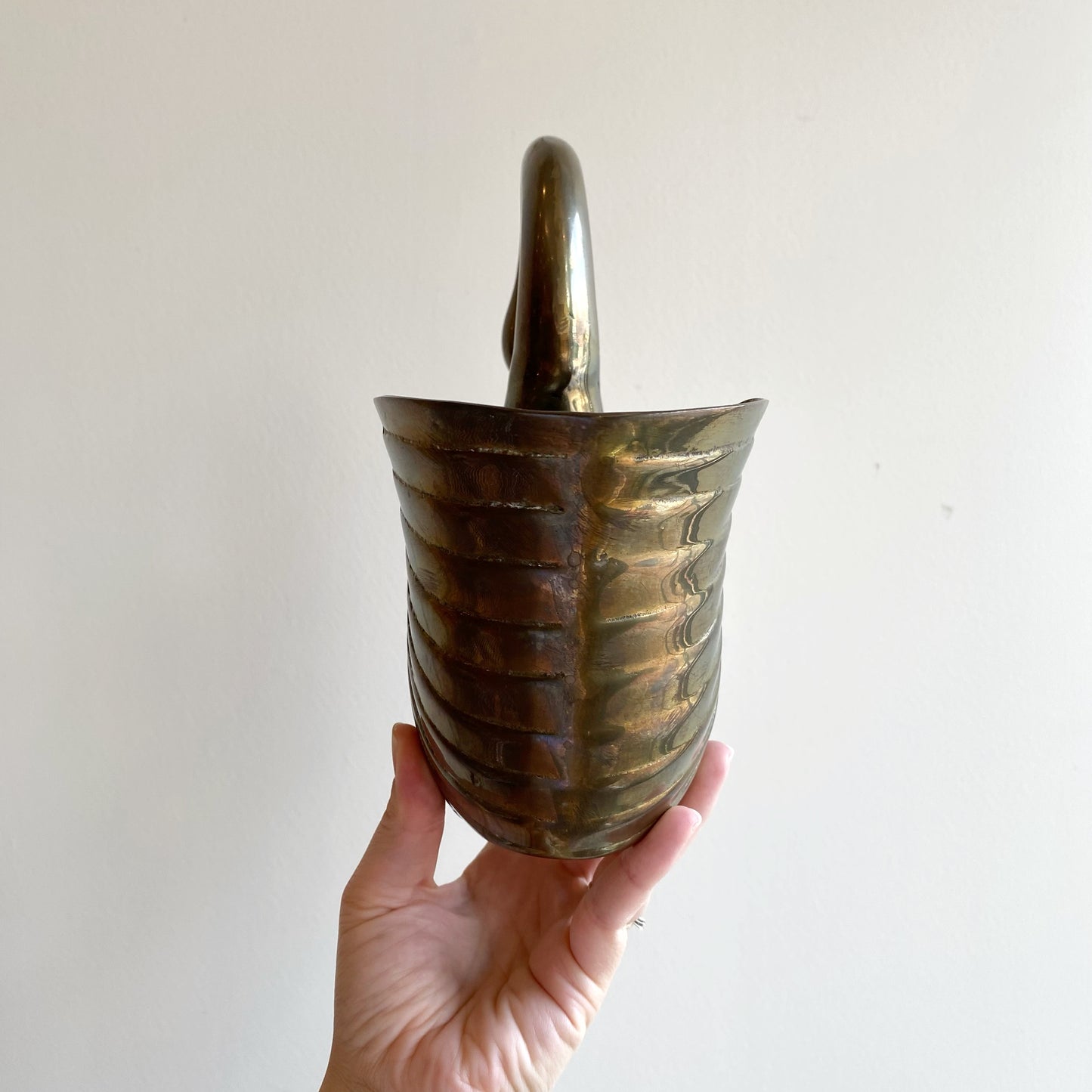Large Vintage Brass Swan Planter