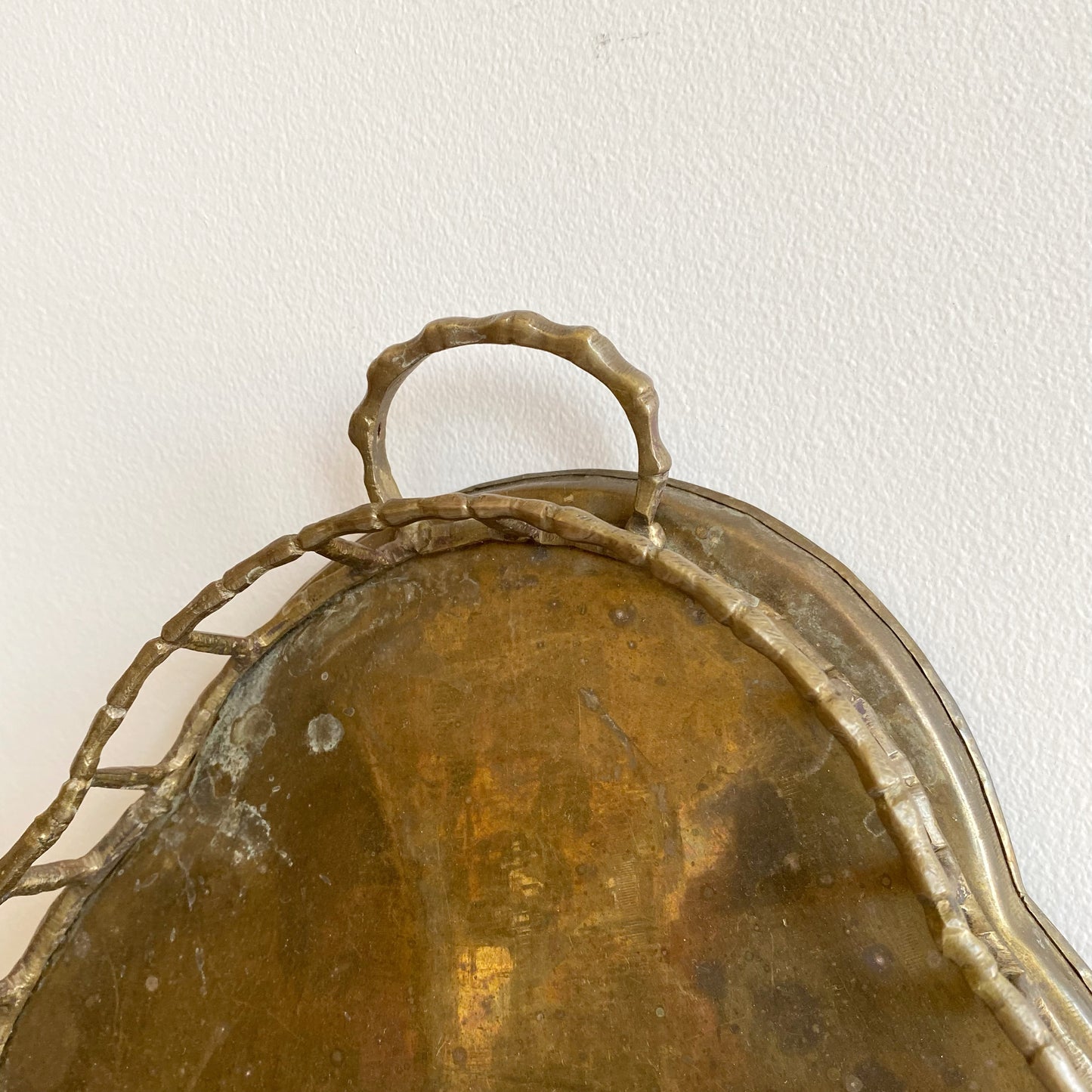Vintage Brass Tray with Rail