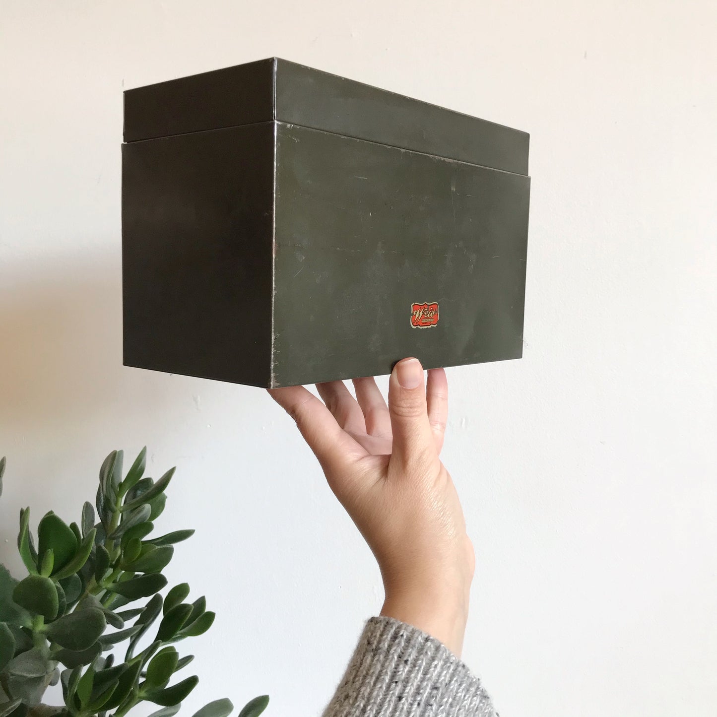 Vintage Green Metal Storage Box