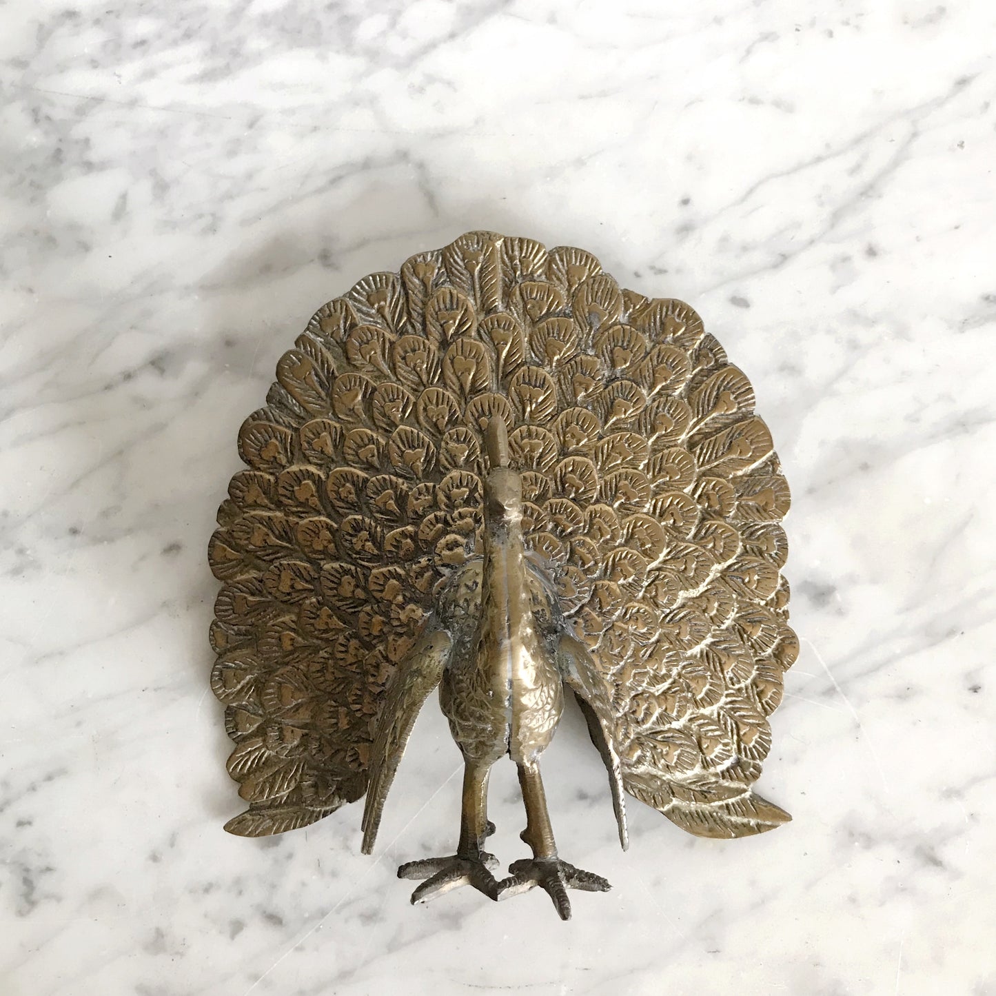 Vintage Brass Peacock Bookends