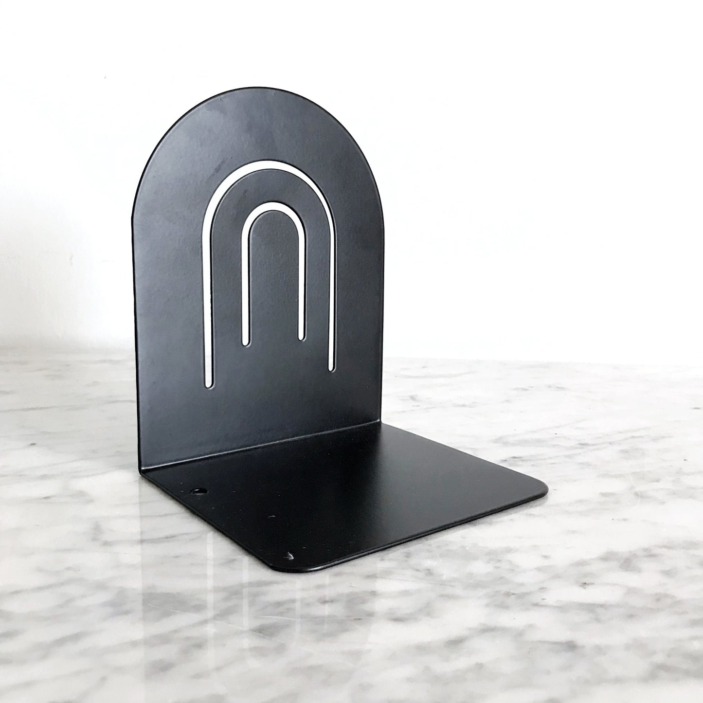 Large Vintage Black Metal Arc Bookend