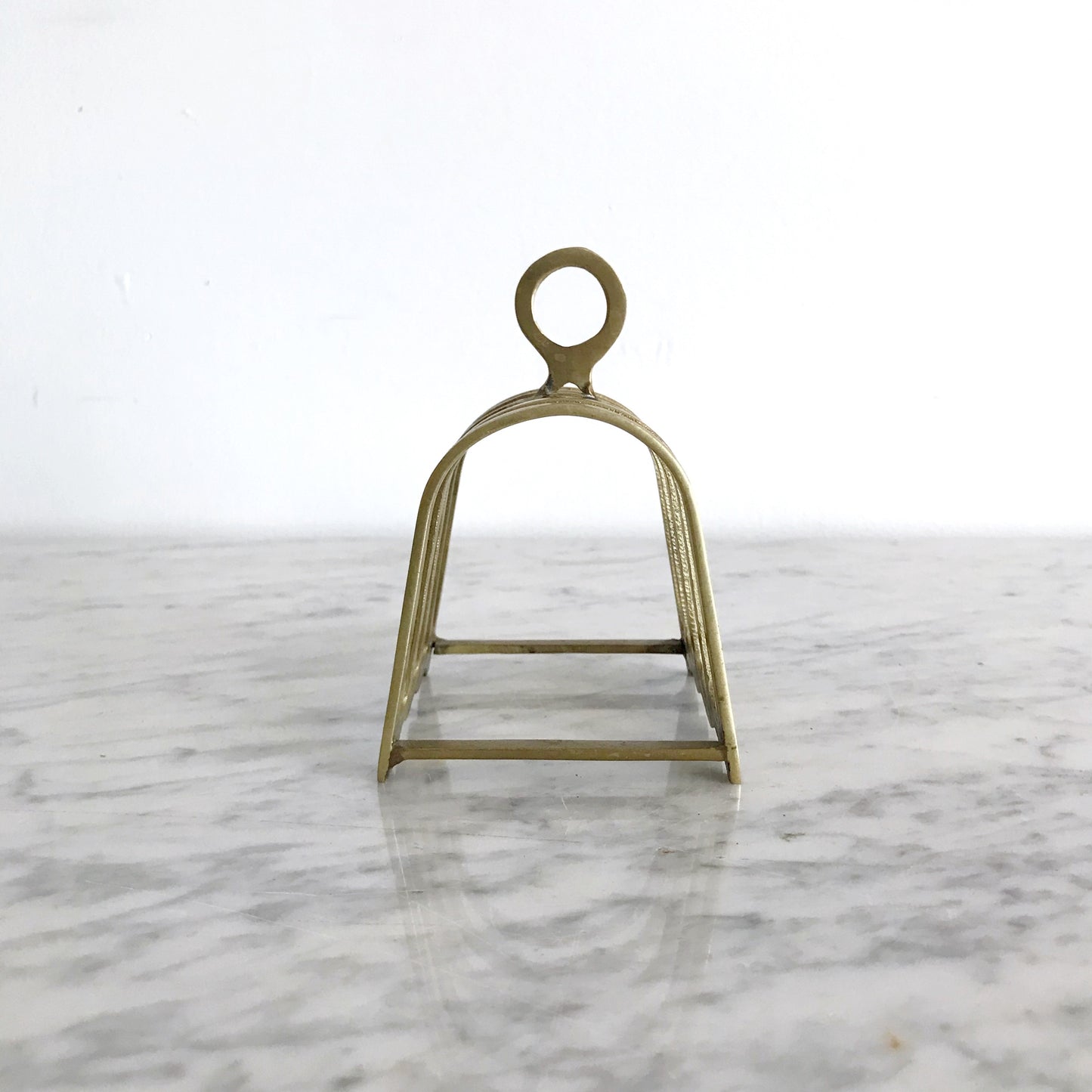Vintage Brass Letter Holder w Circle Handle
