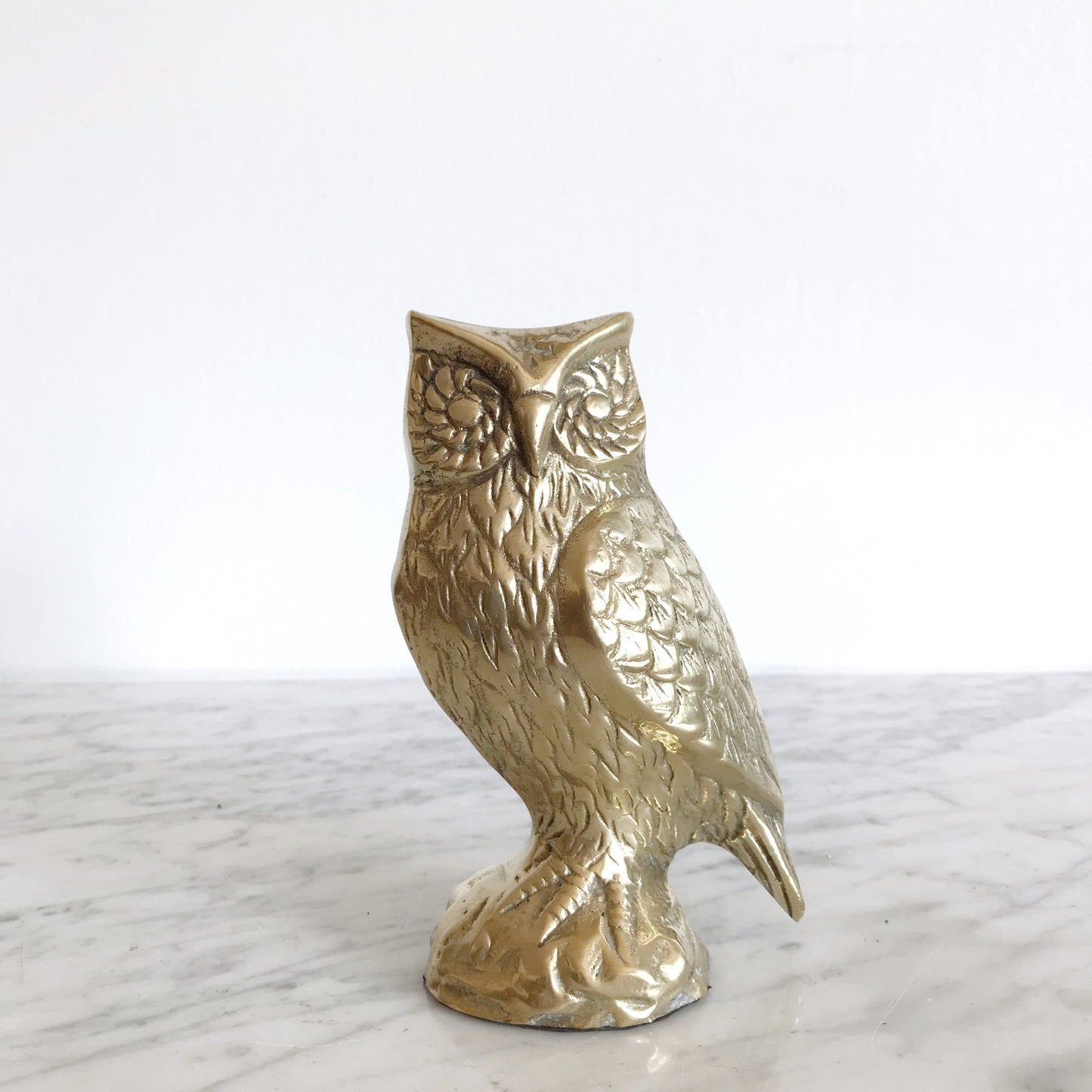 Large Vintage Brass Owl