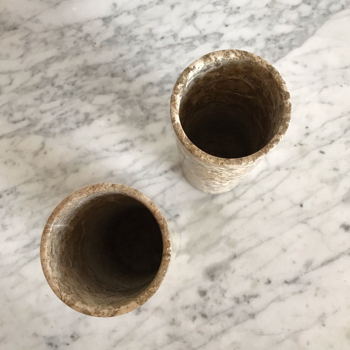 Single XL Polished Fossil Stone Cylinder Vase, 8"