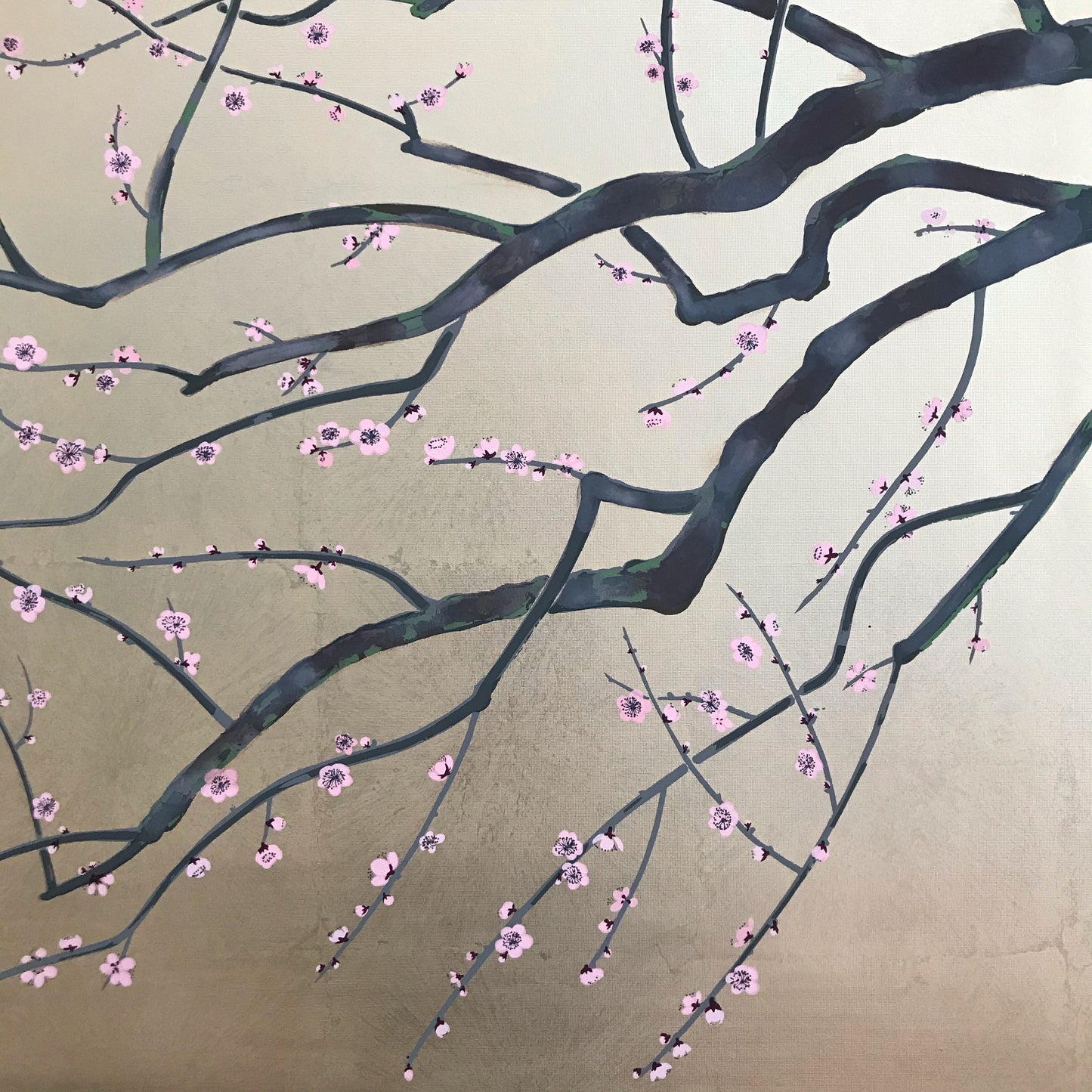 Vintage Hand-Painted Folding Screen / Room Divider (70" x 36")
