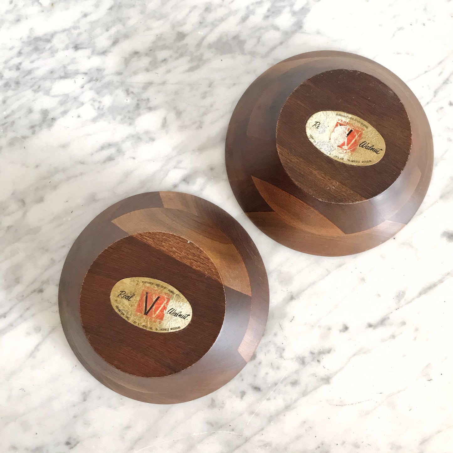 Pair of Vintage Turned Walnut Bowls