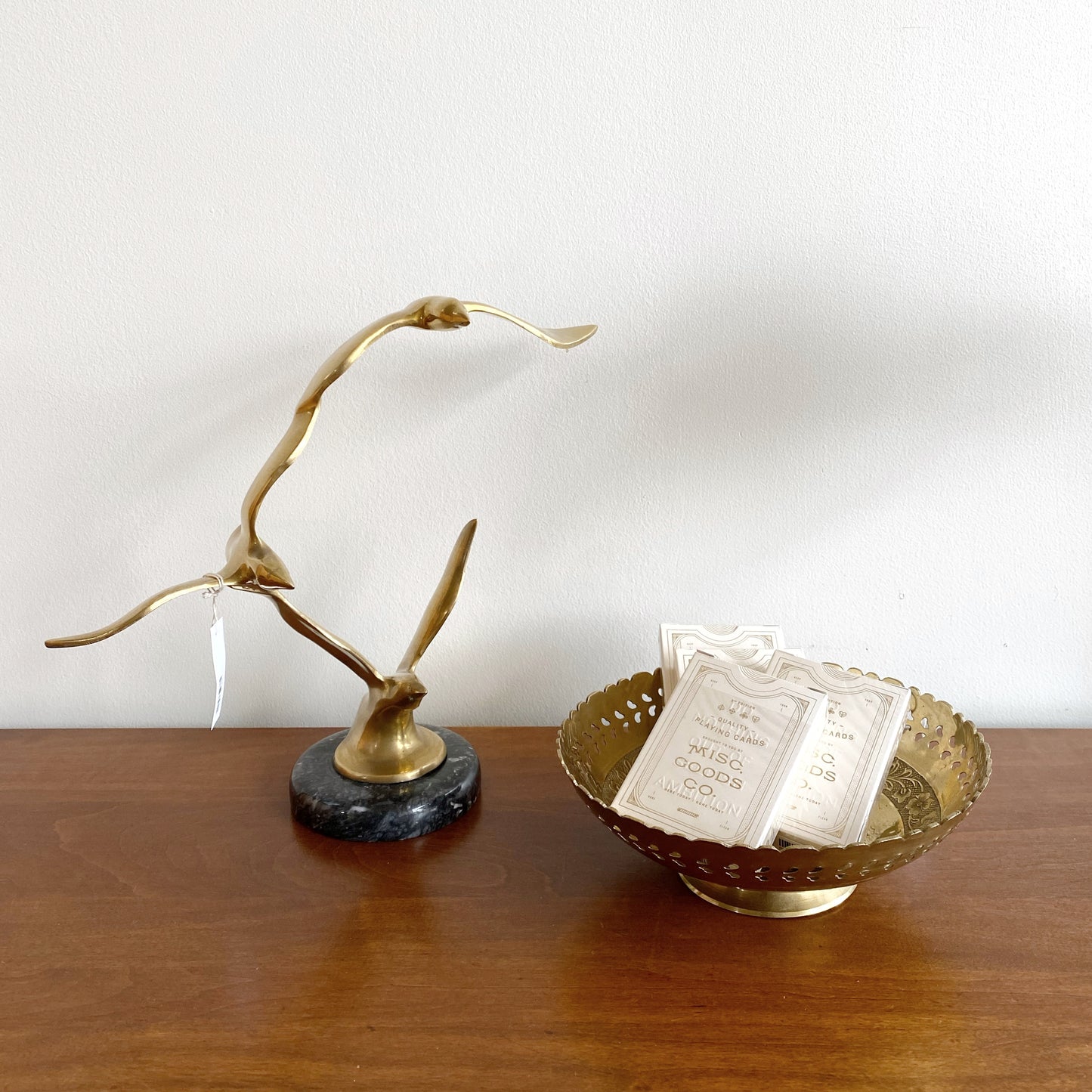 Vintage MCM Brass Seagull Sculpture