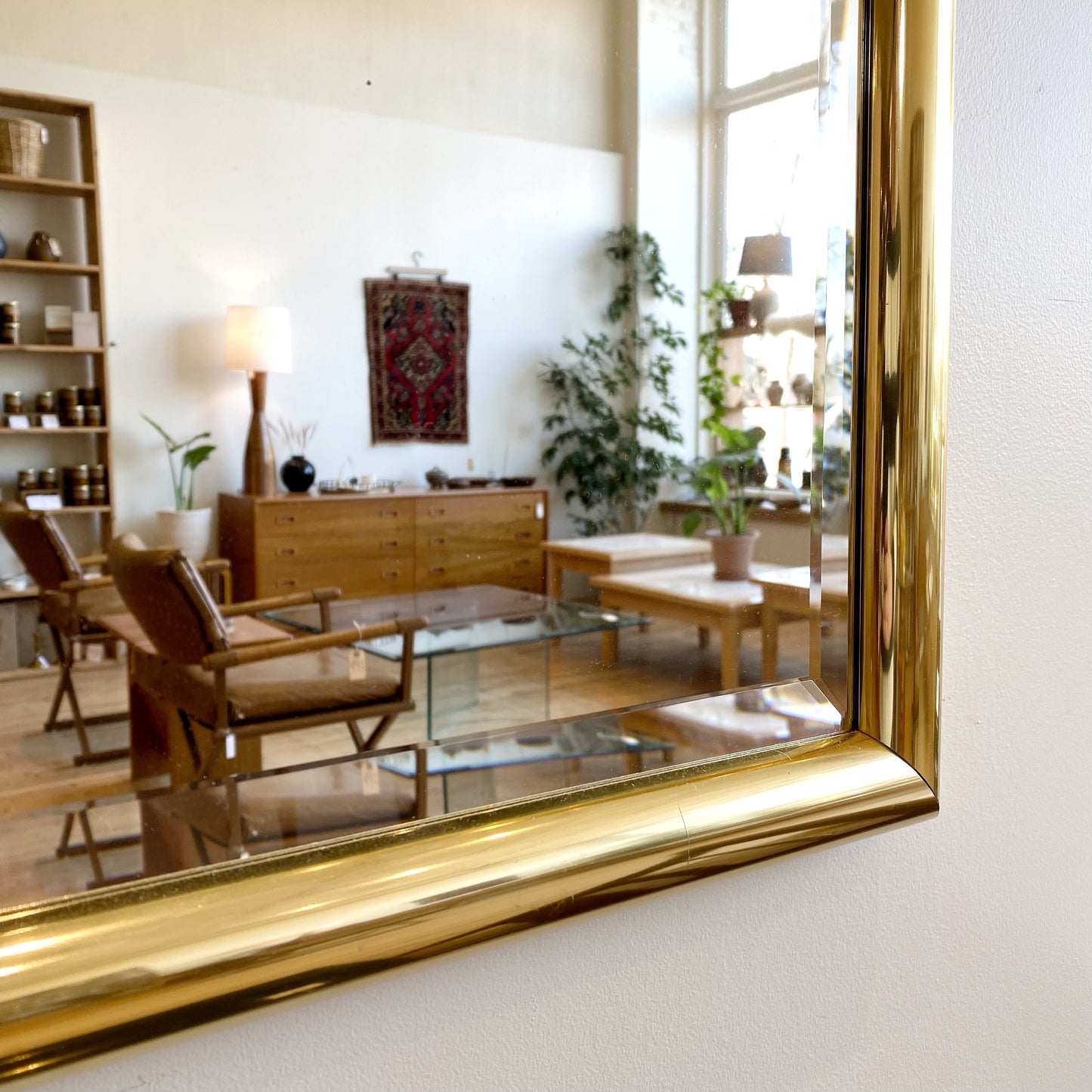 Large Vintage Brass Beveled Mirror (24 x 36)