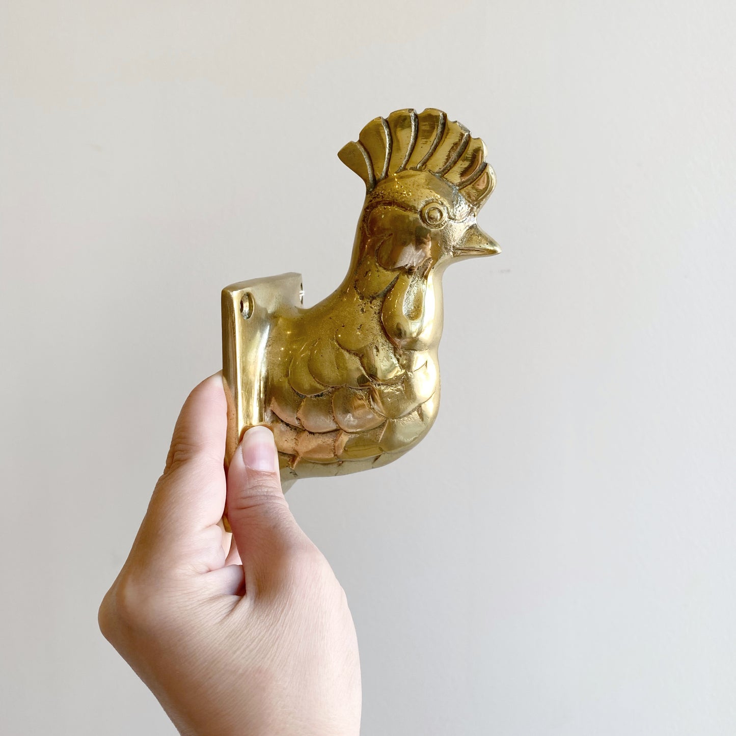 Vintage Brass Chicken Wall Hook