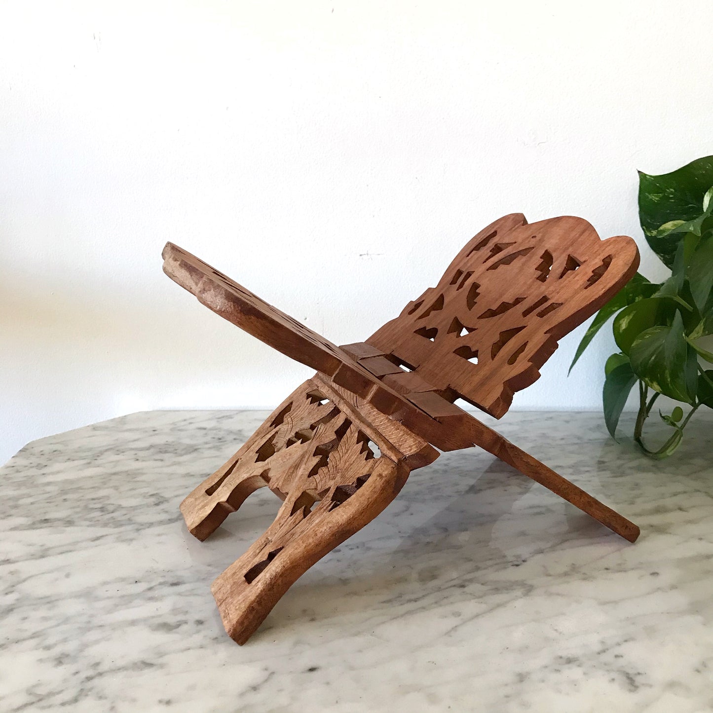 Vintage Carved Wood Book Stand