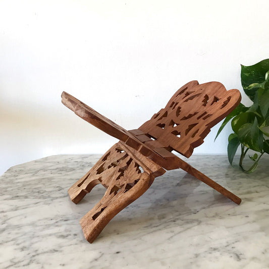 Vintage Carved Wood Book Stand