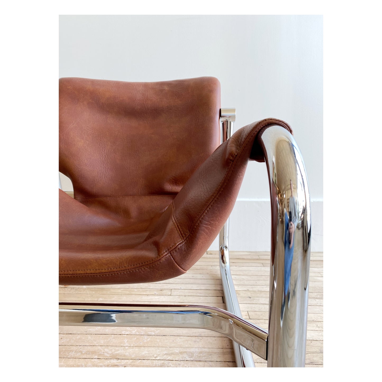 MCM Chrome + Vegan Leather Alpha Chair, by Maurice Burke