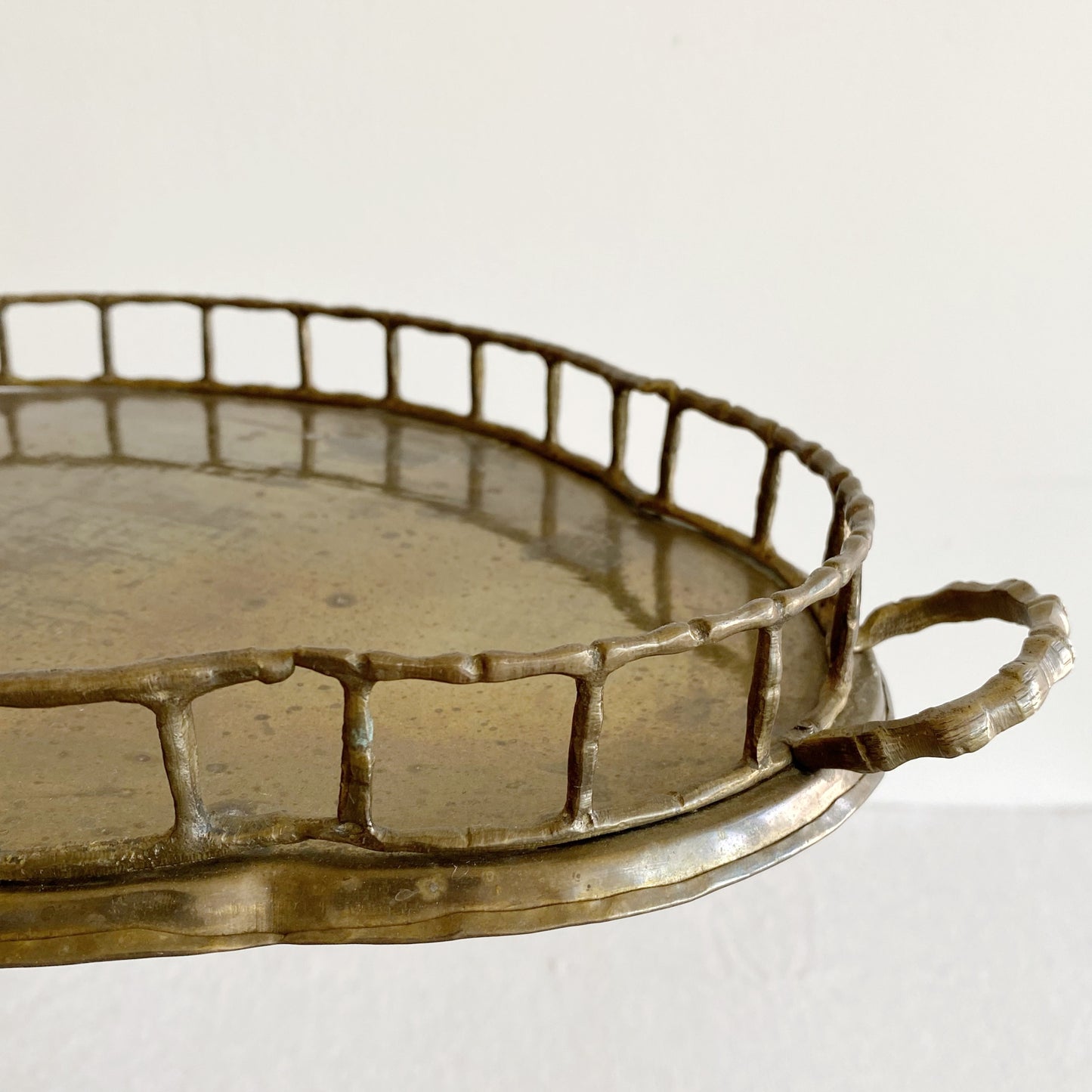 Vintage Brass Tray with Rail