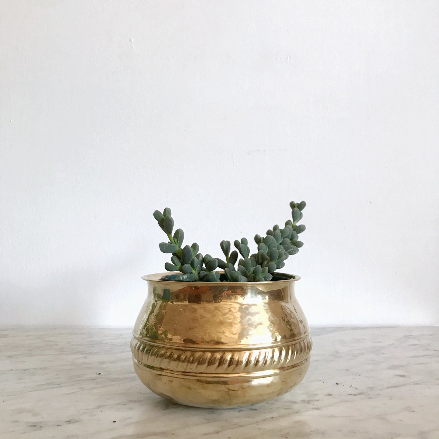 Vintage Decorative Hammered Brass Planter