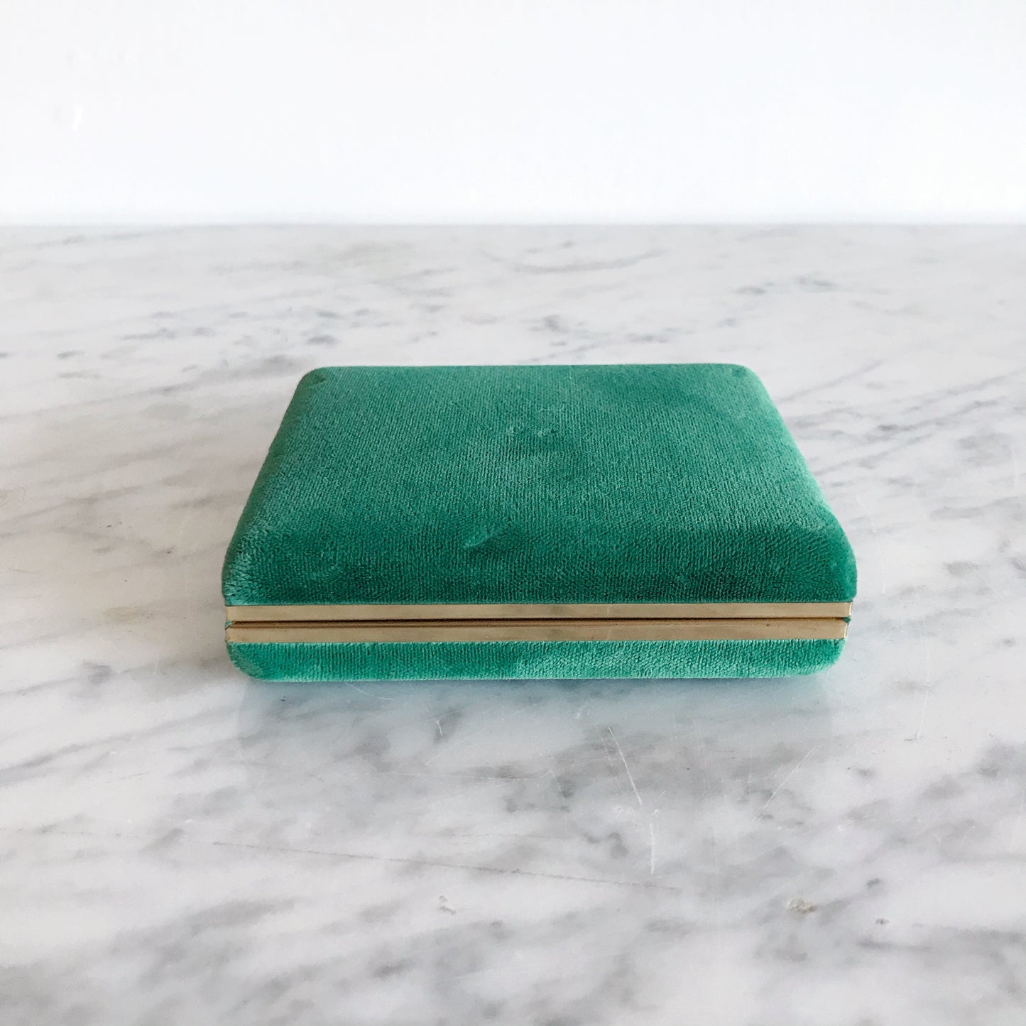 Vintage Green Velvet Travel Jewelry Box