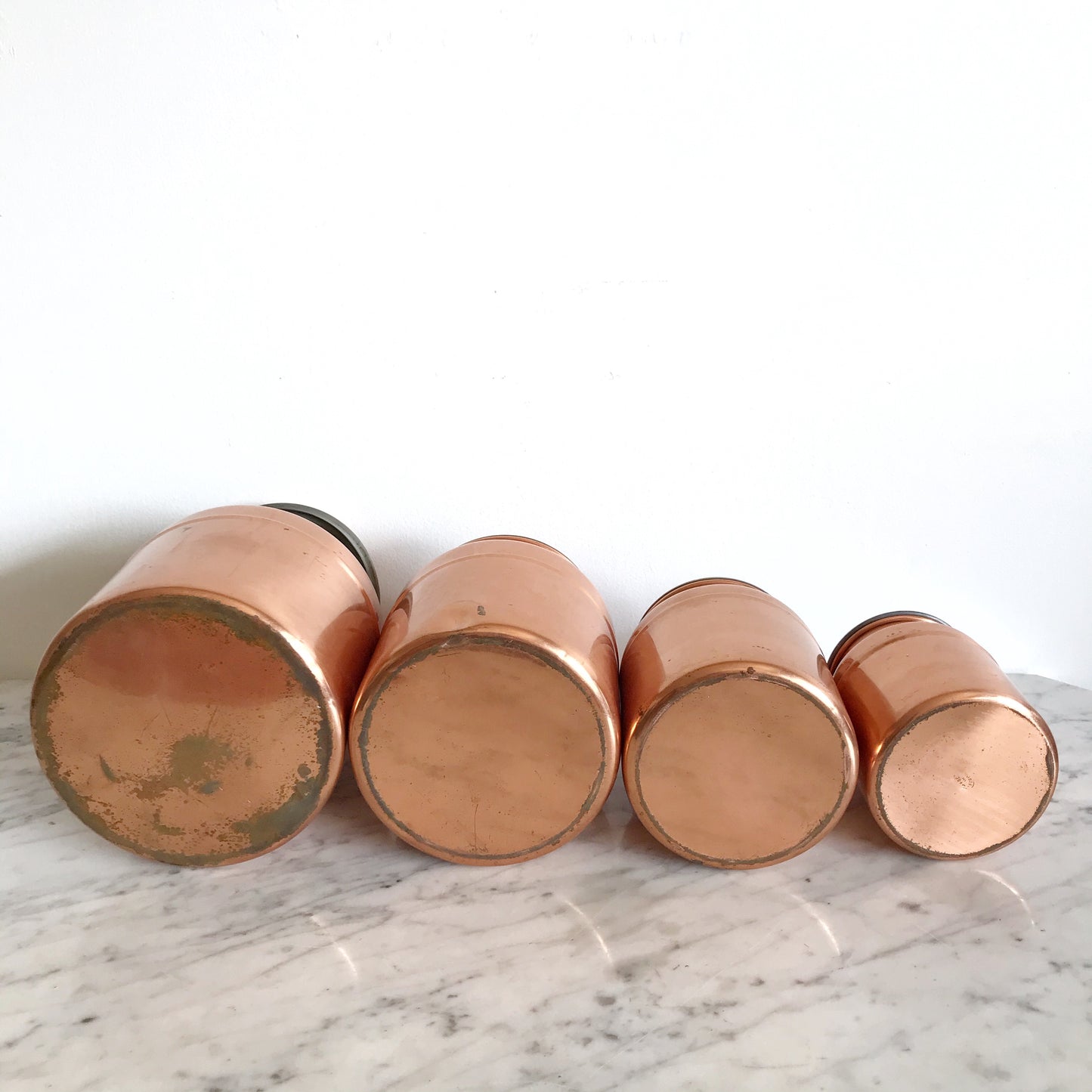 Set of Vintage Copper Kitchen Canisters