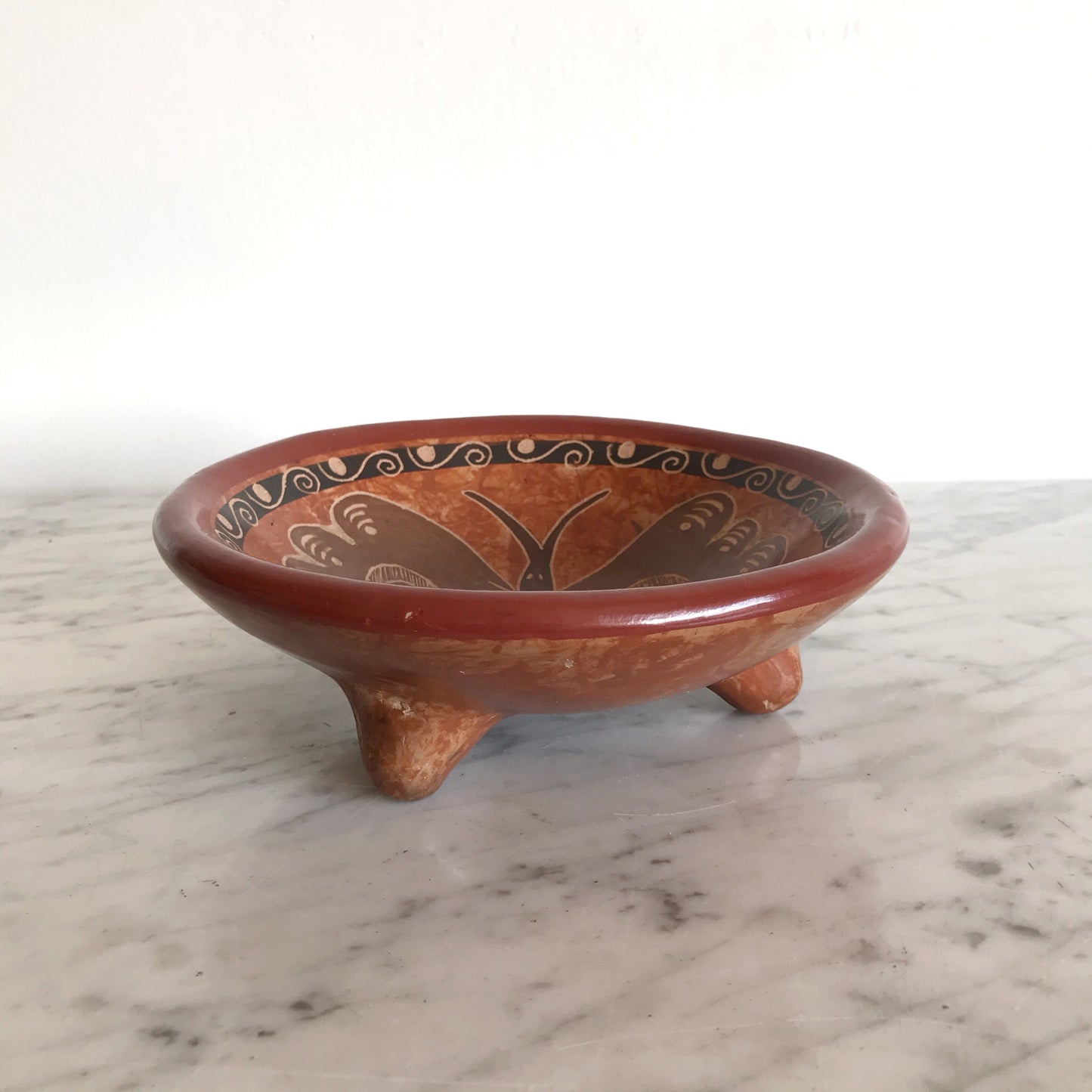 Vintage Clay Butterfly Bowl, Costa Rica