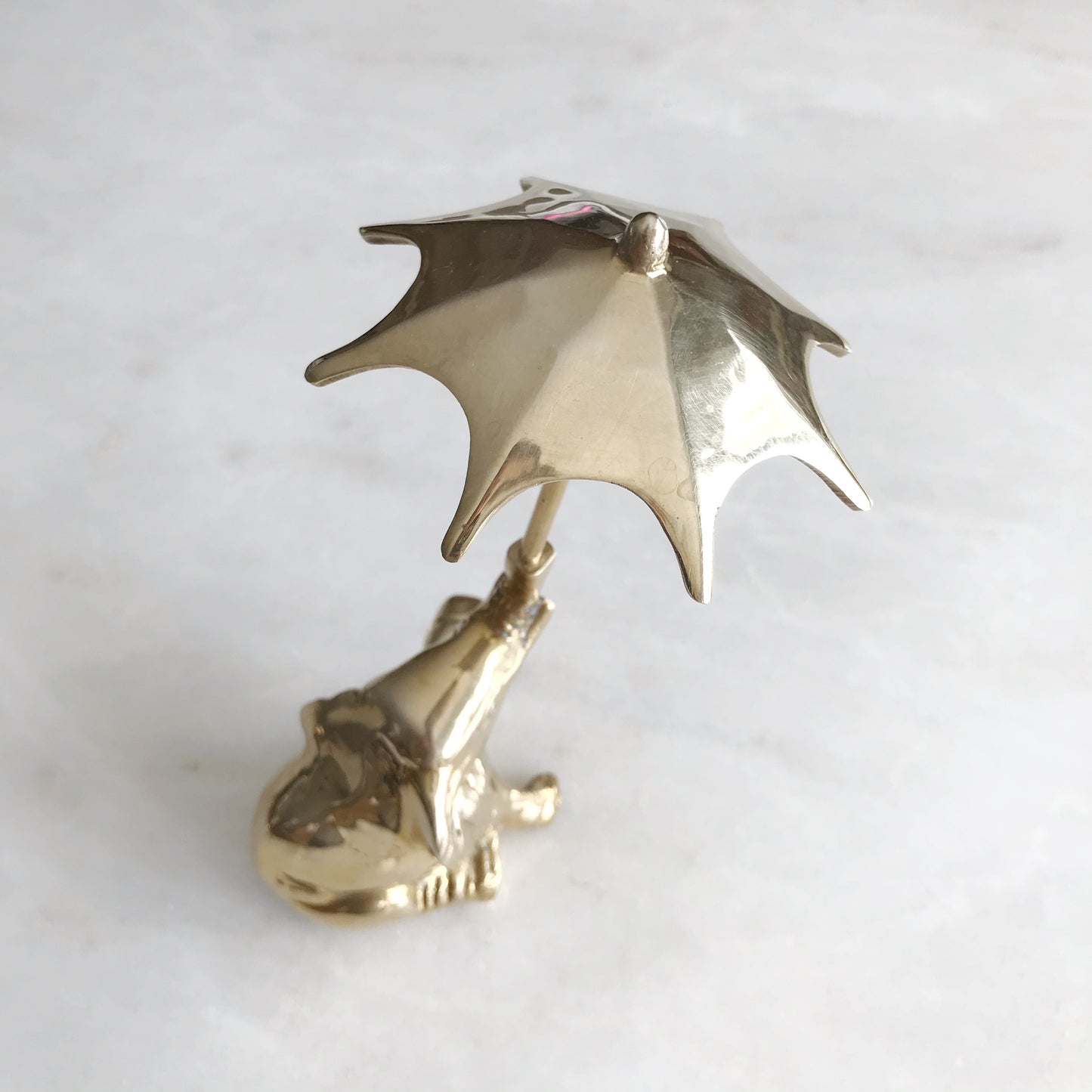 Vintage Brass Elephant with Umbrella