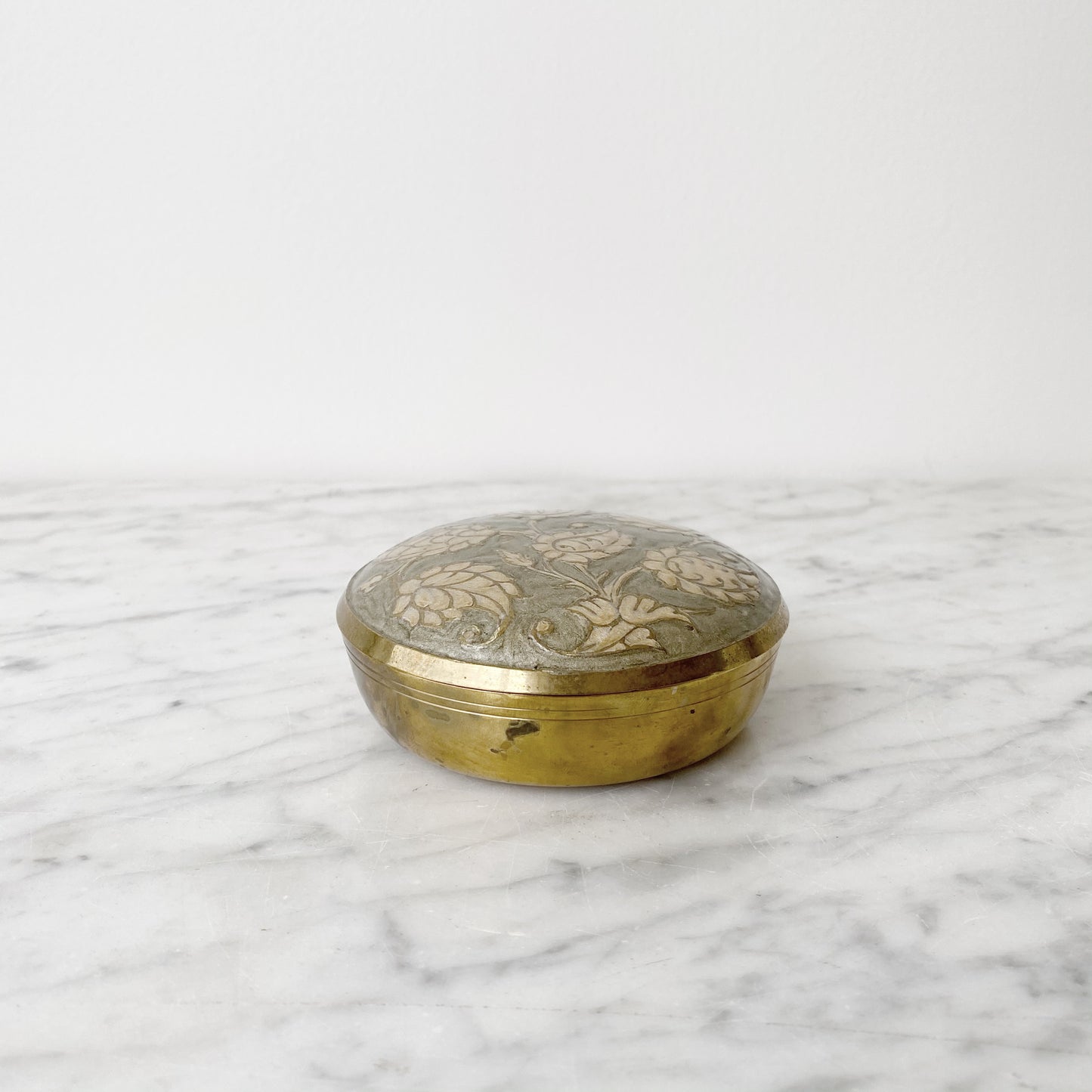 Vintage Enamelled Brass Container