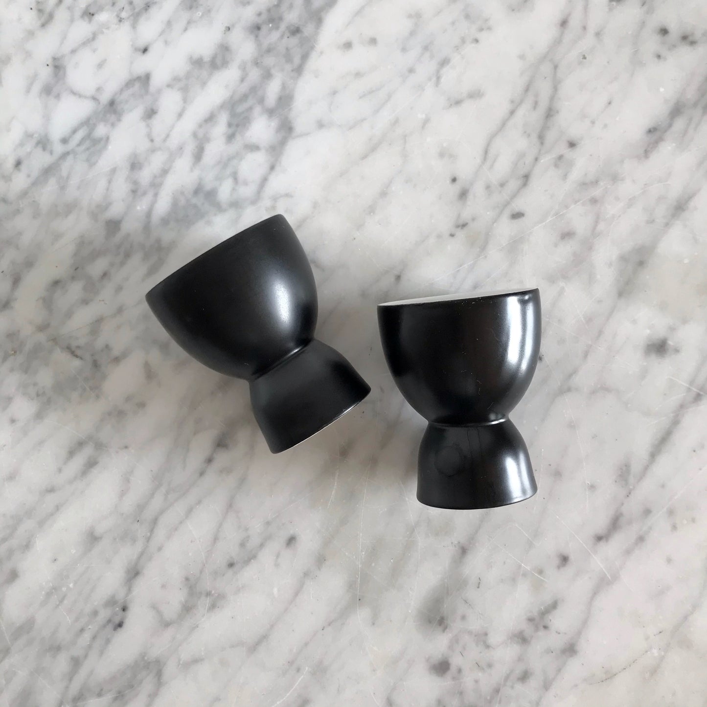 Pair of Vintage MCM Black + White Egg Cups
