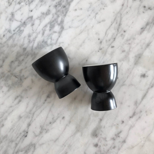 Pair of Vintage MCM Black + White Egg Cups
