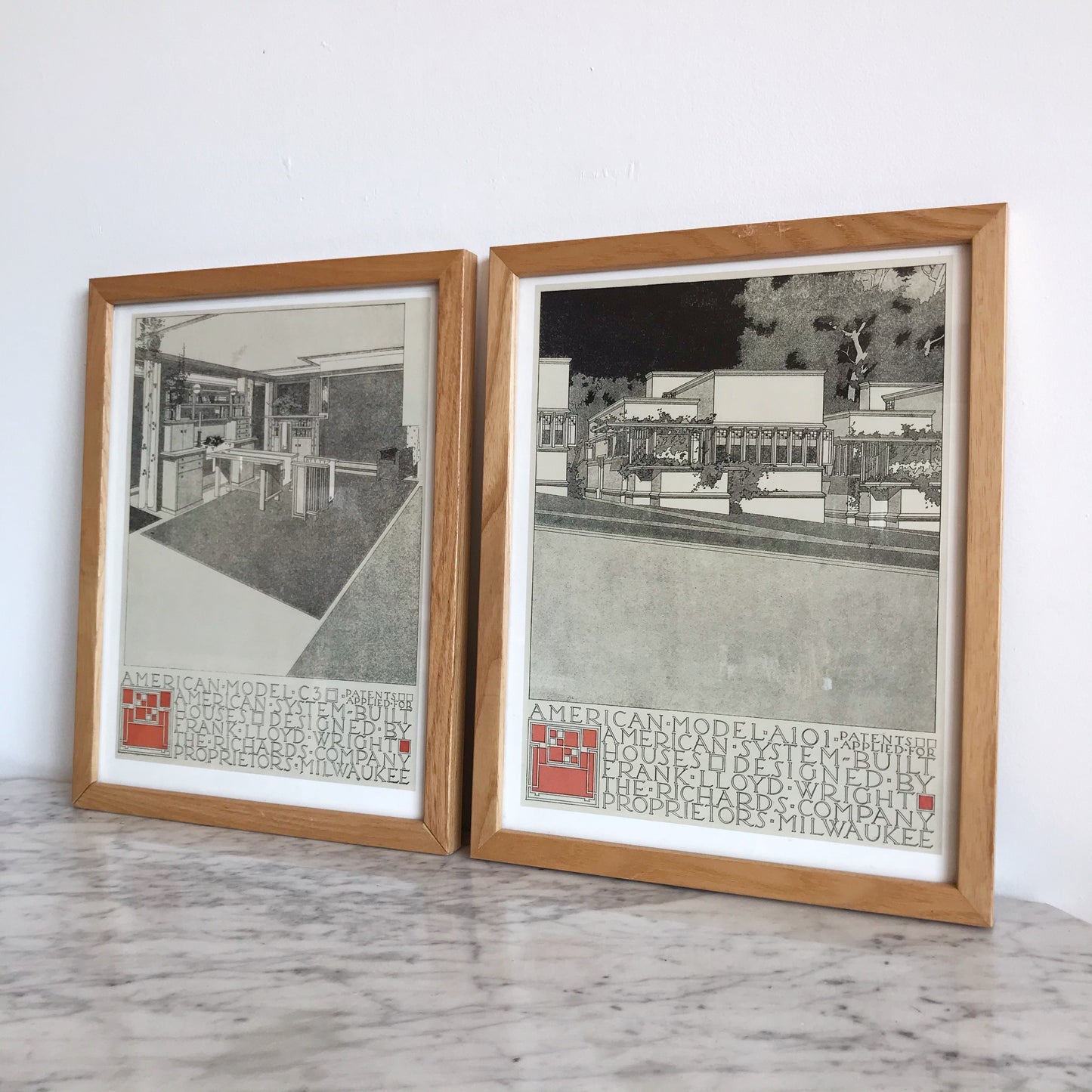 Pair of Frank Lloyd Wright Architectural Pictures