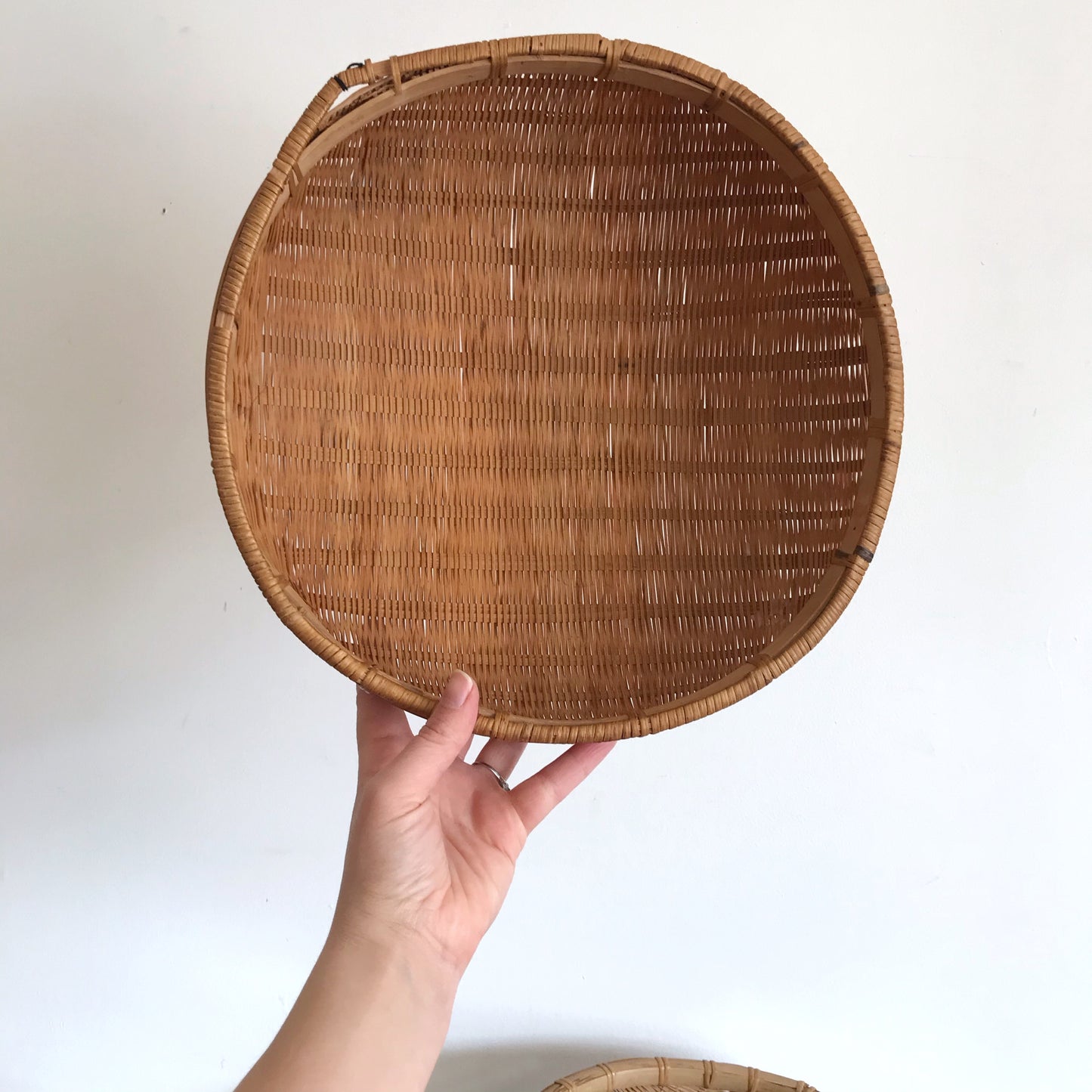 Pair of Vintage Wicker Basket Bowls