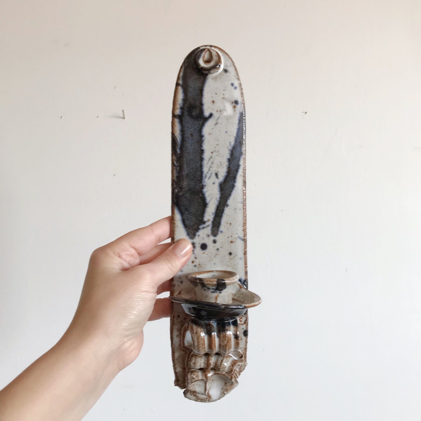 Handcrafted Stoneware Candle Sconce