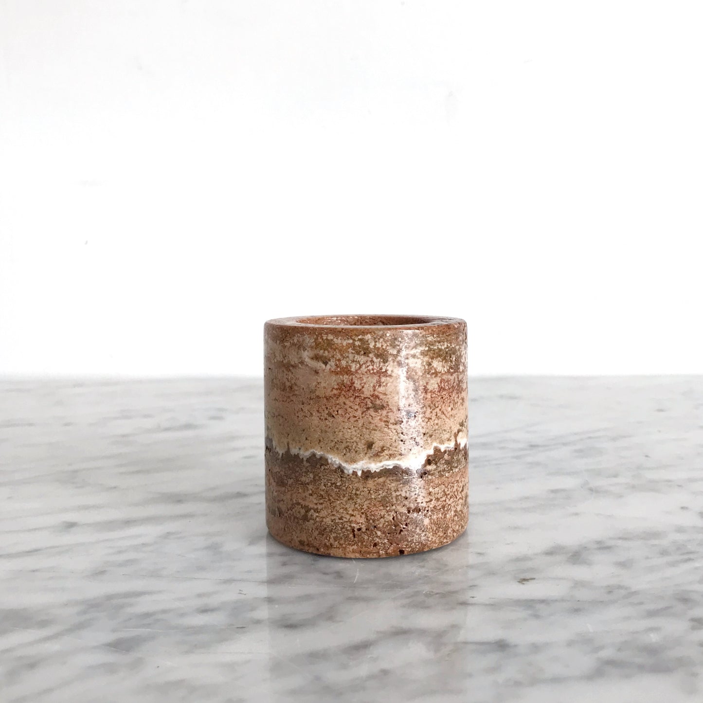 Natural Brown Marble Candle Holder