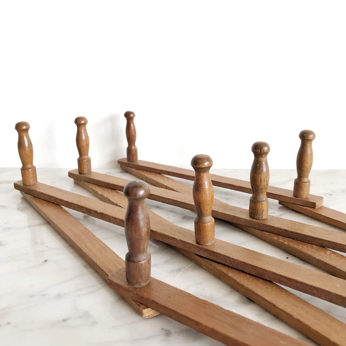 XL Vintage Wooden Accordion Peg Rack