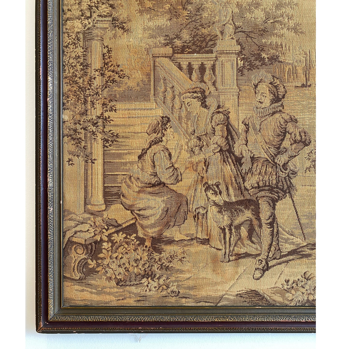 Framed Antique French Tapestry (21.5" x 10")