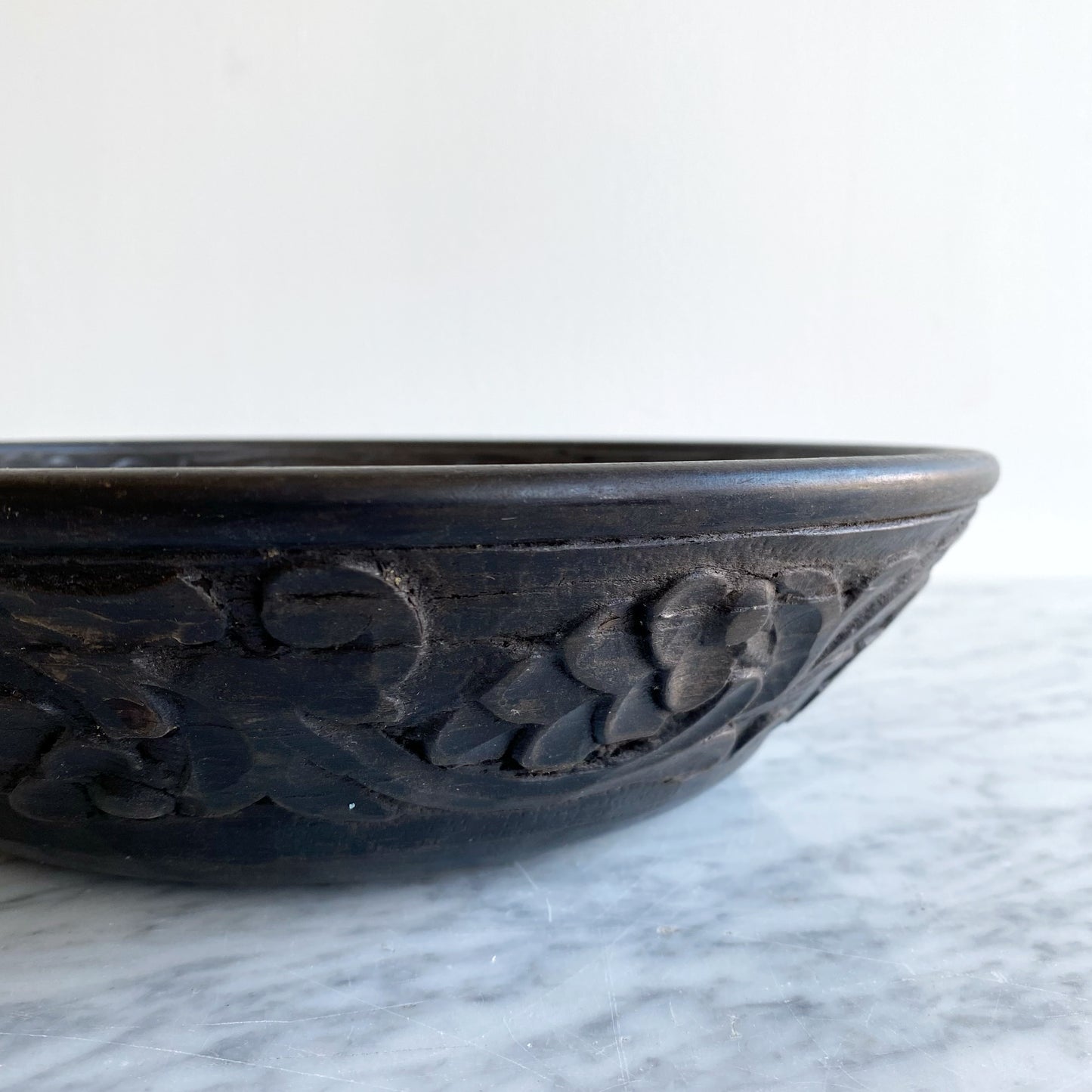 Found Decorative Carved Wood Bowl, Ebony