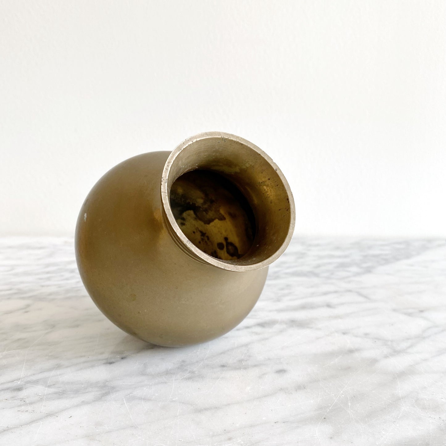Vintage Brass Vase, 4.25”