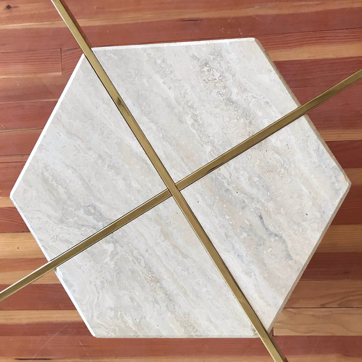 1970's Octagonal Italian Marble + Glass Dining Table