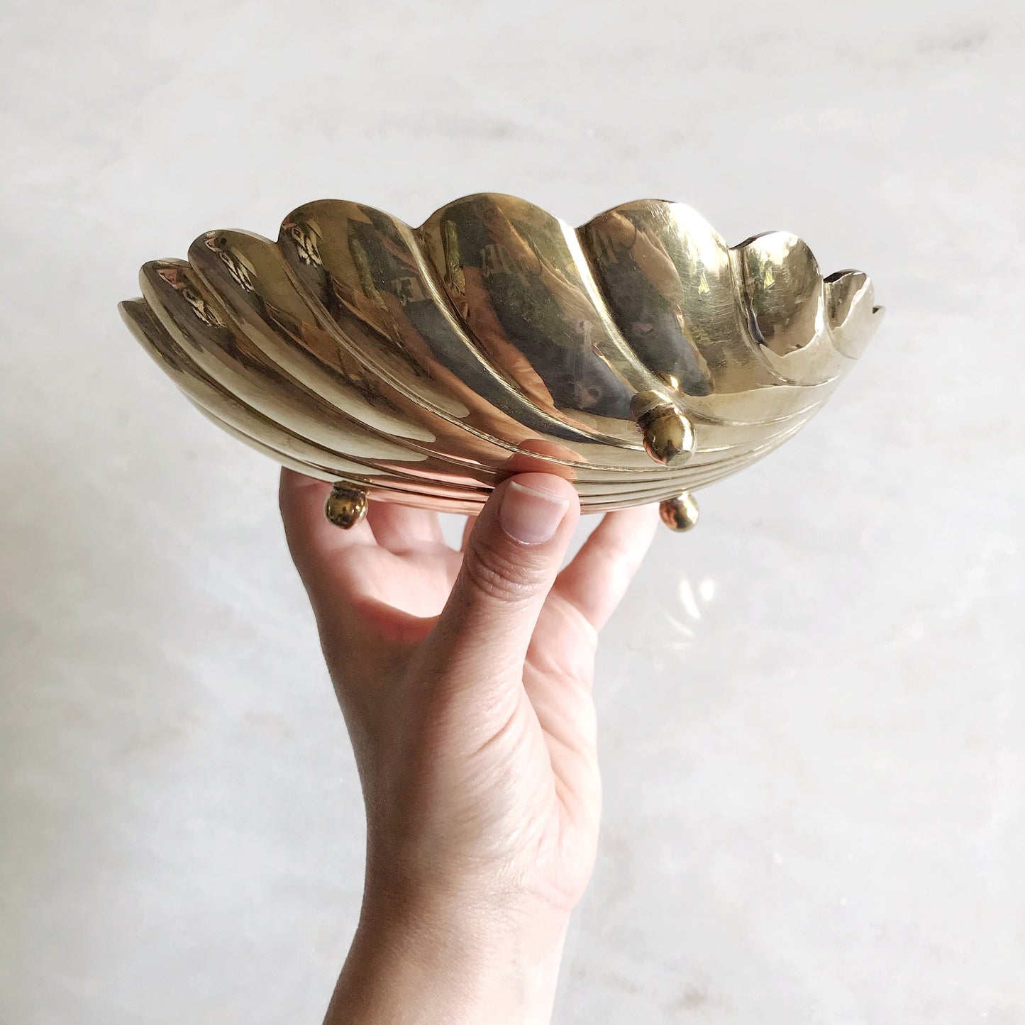 Heavy Vintage Brass Shell Dish