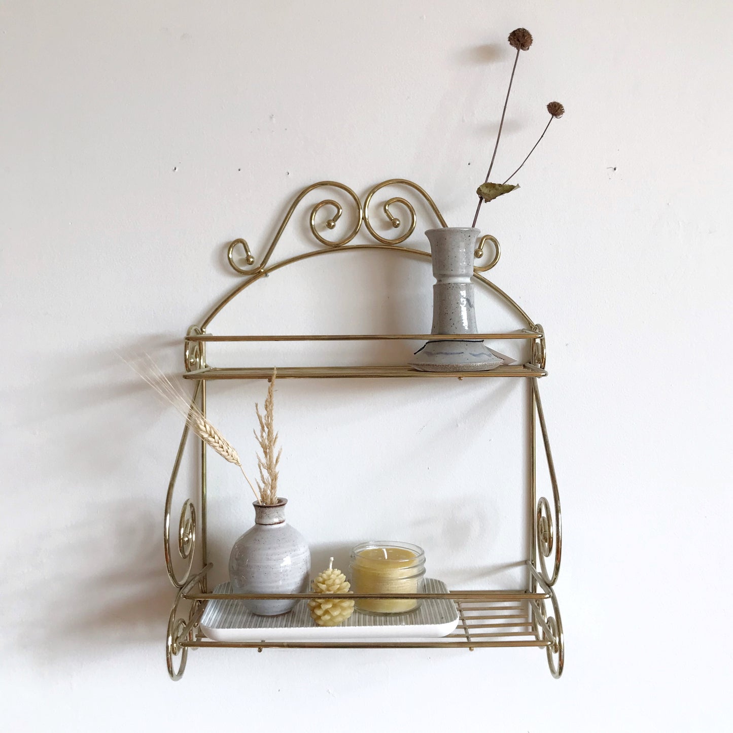 Vintage Gold Wire Wall Shelf