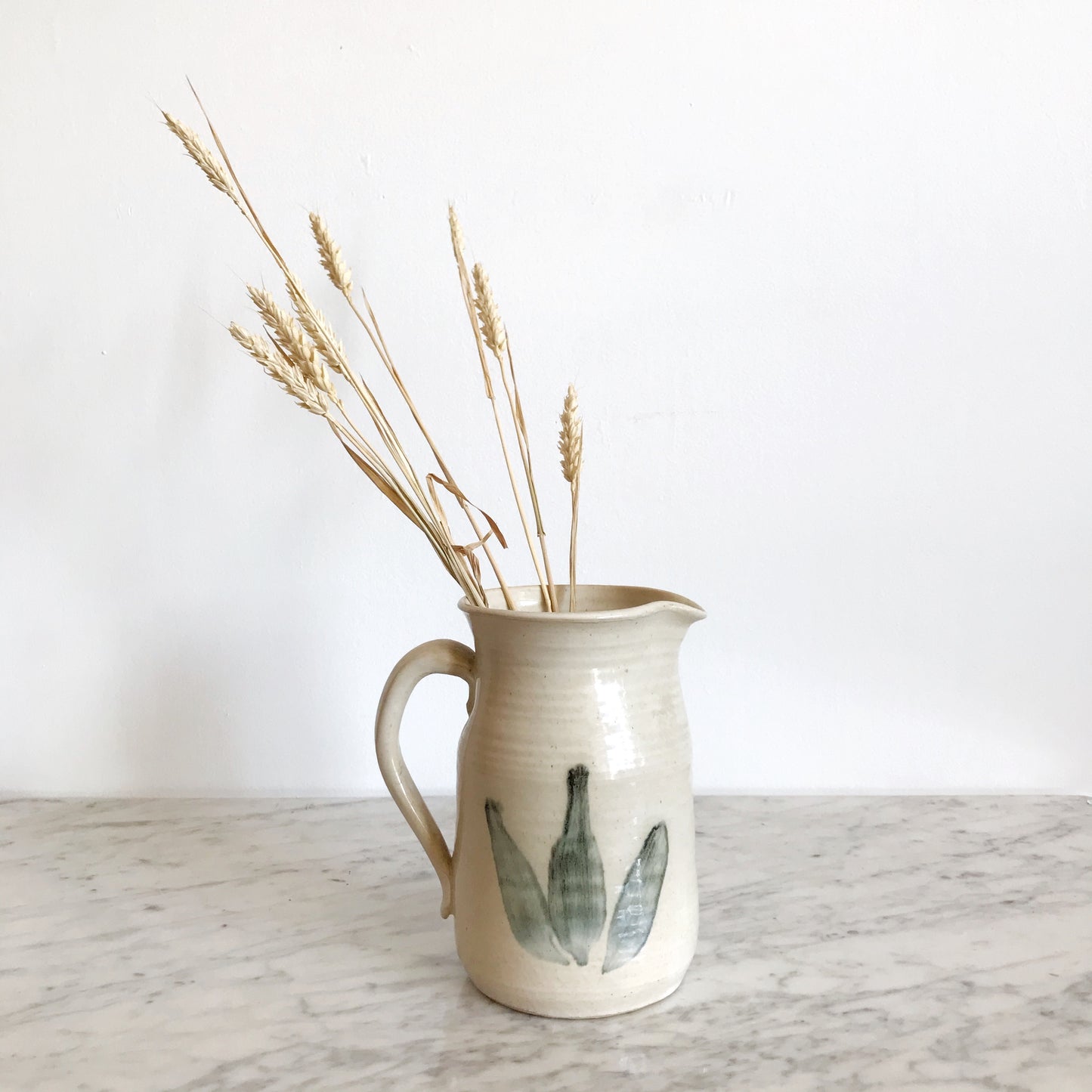 Vintage Stoneware Pitcher with Abstract Strokes