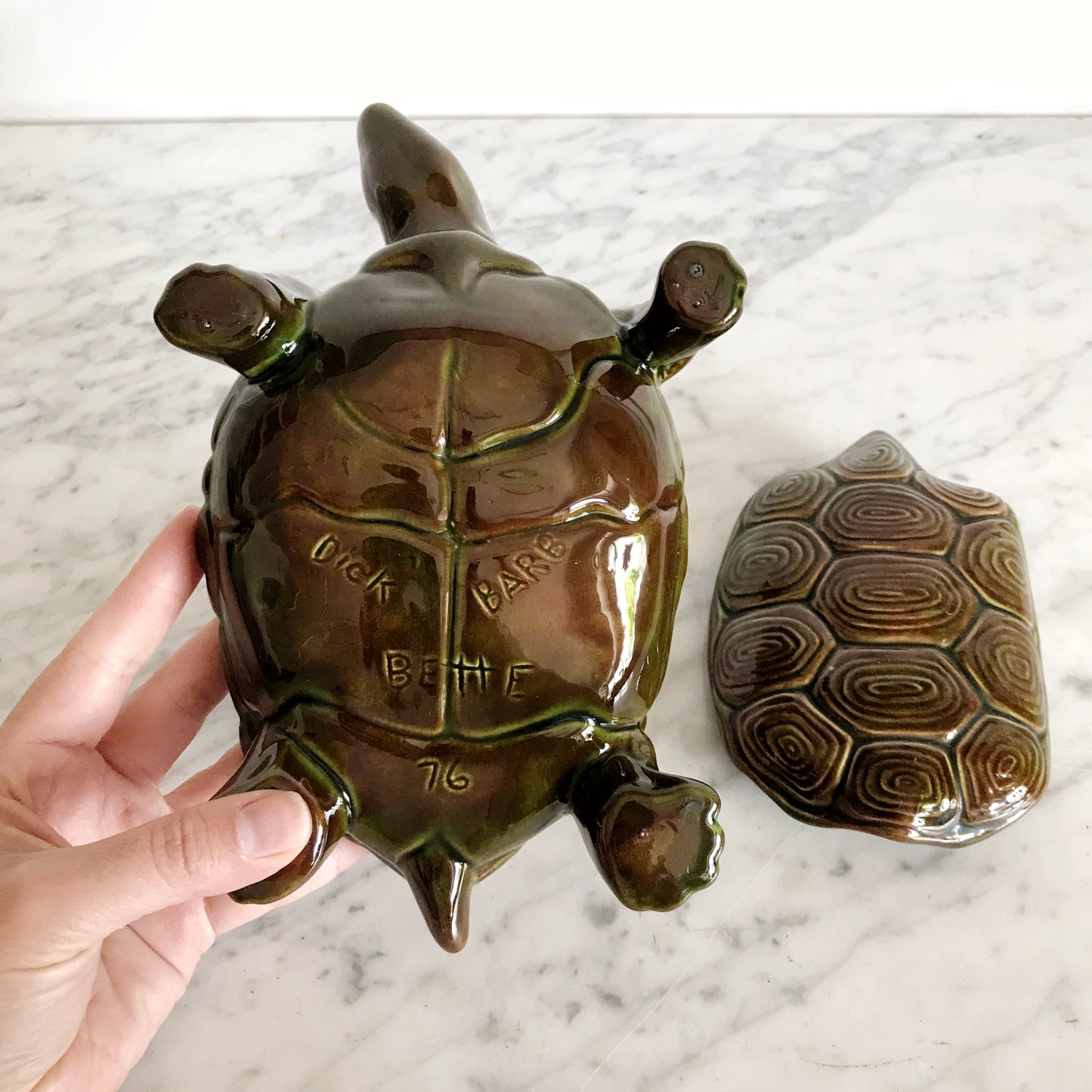 XL Vintage Ceramic Turtle Box