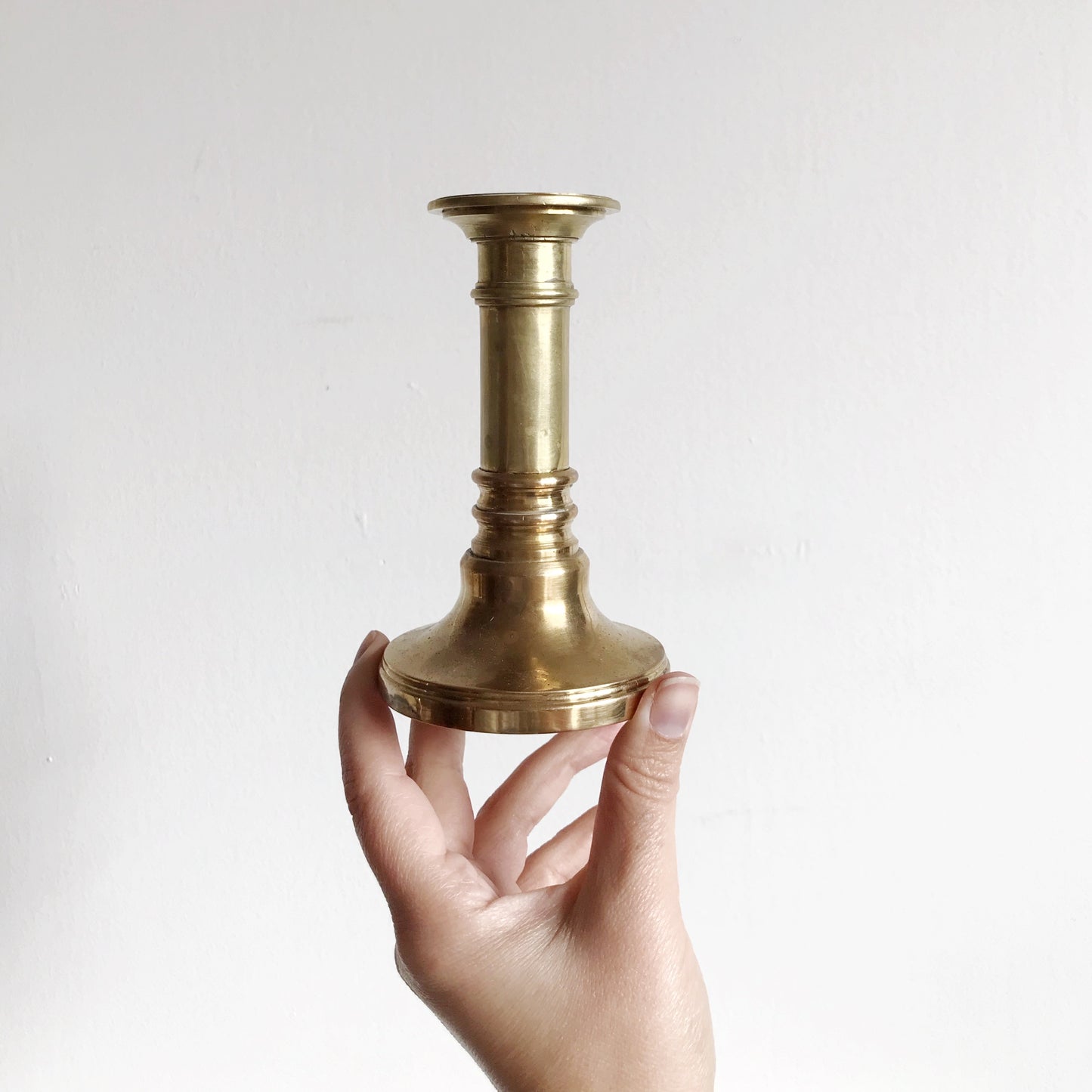 Vintage Ribbed Brass Candle Holder