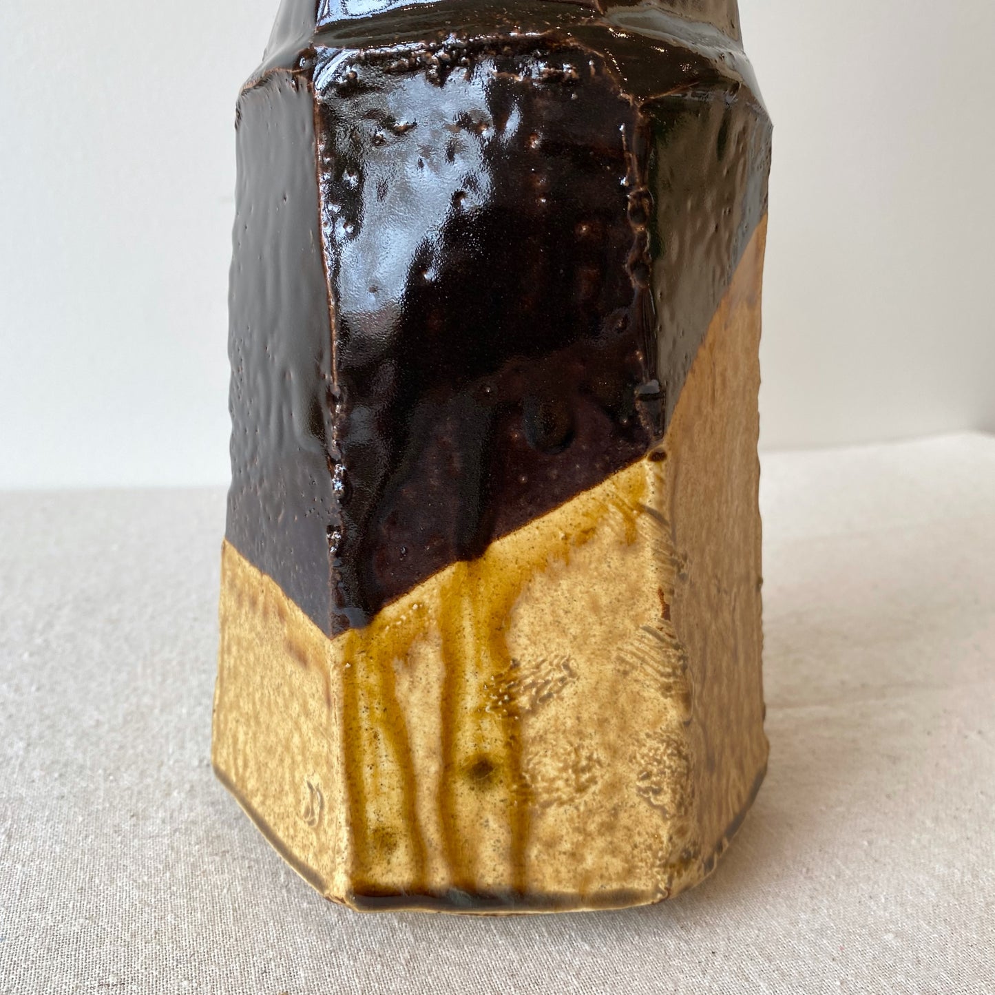 Vintage Brutalist Angular Studio Pottery Vase