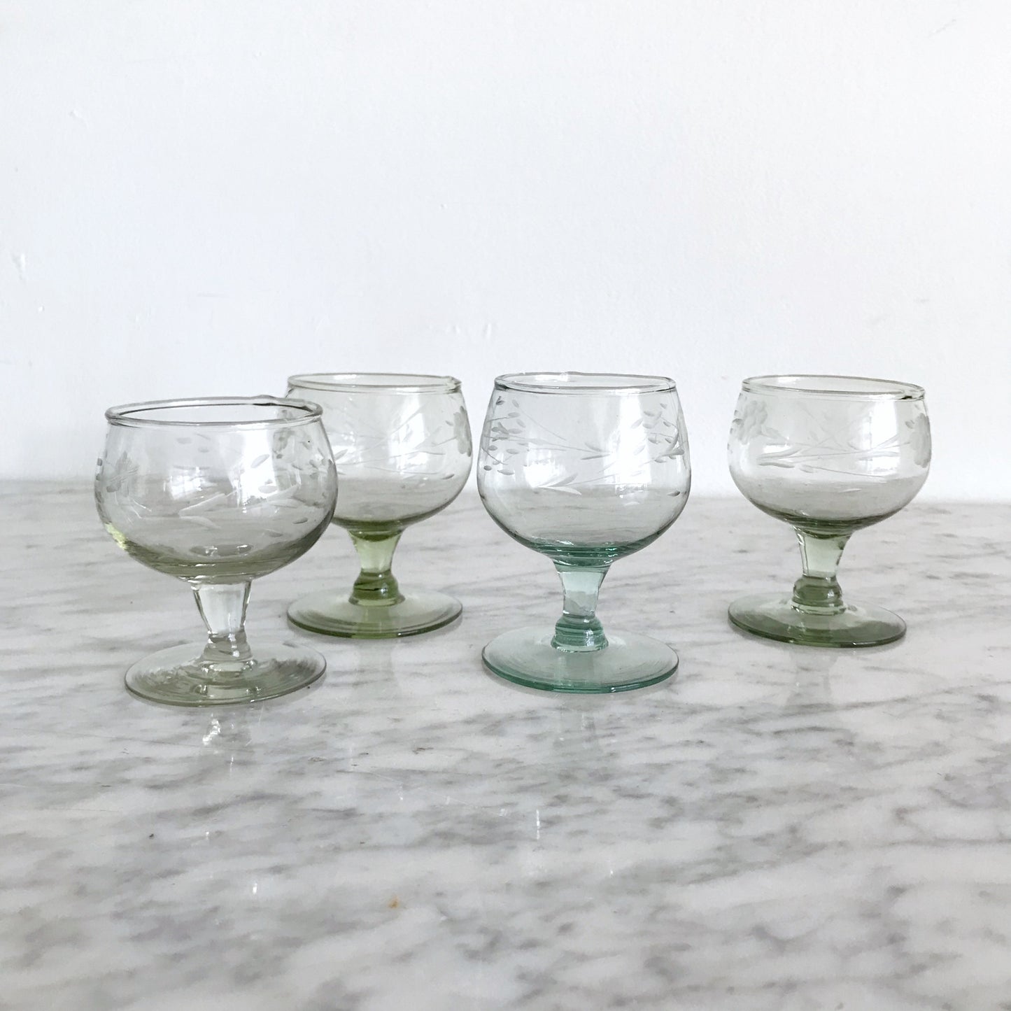 Set of Blown-glass Stemmed Glasses