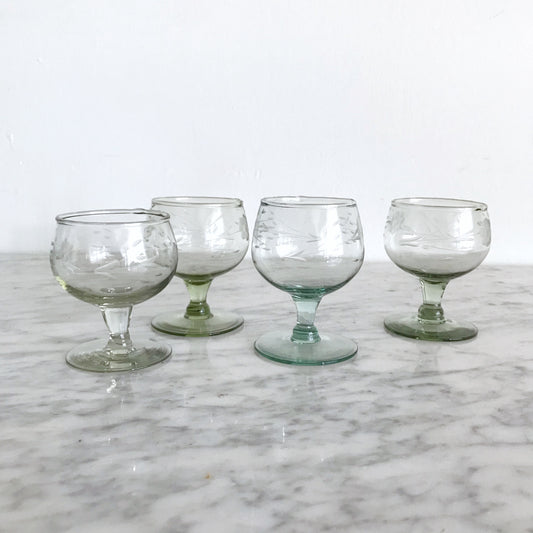 Set of Blown-glass Stemmed Glasses