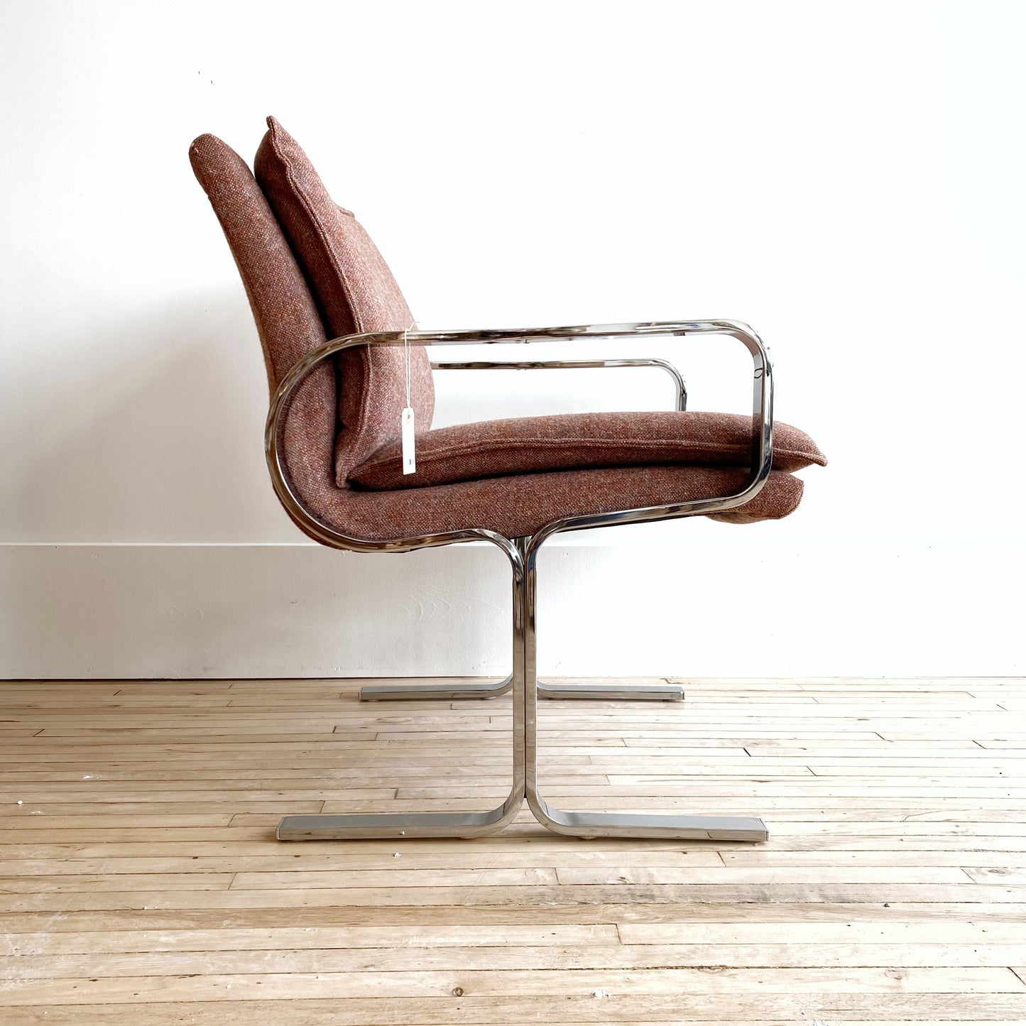 MCM Upholstered Chair with Chrome Frame