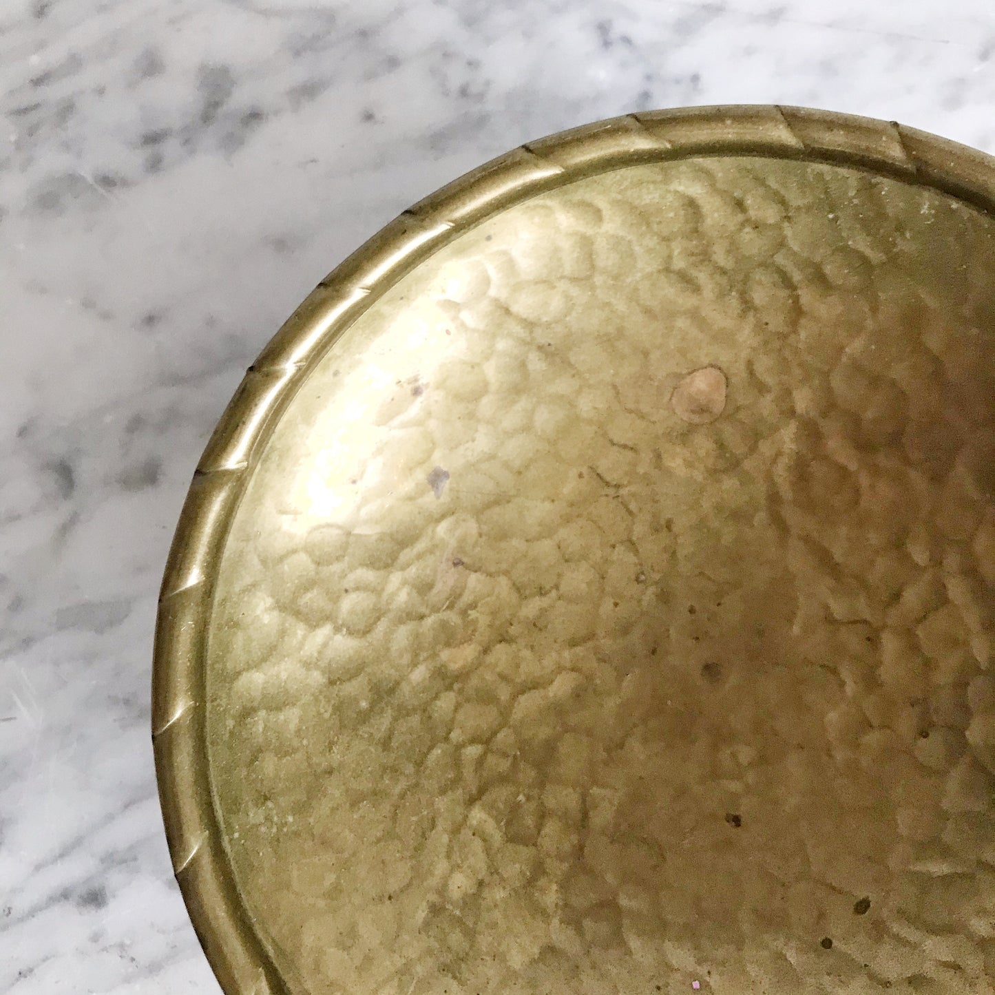 Vintage Hammered Brass Footed Dish, Sweden