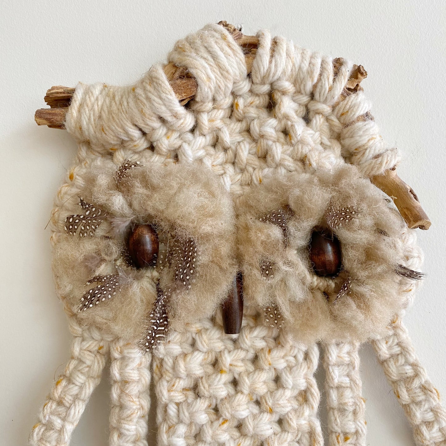 XL Vintage Macrame Owl, Oatmeal